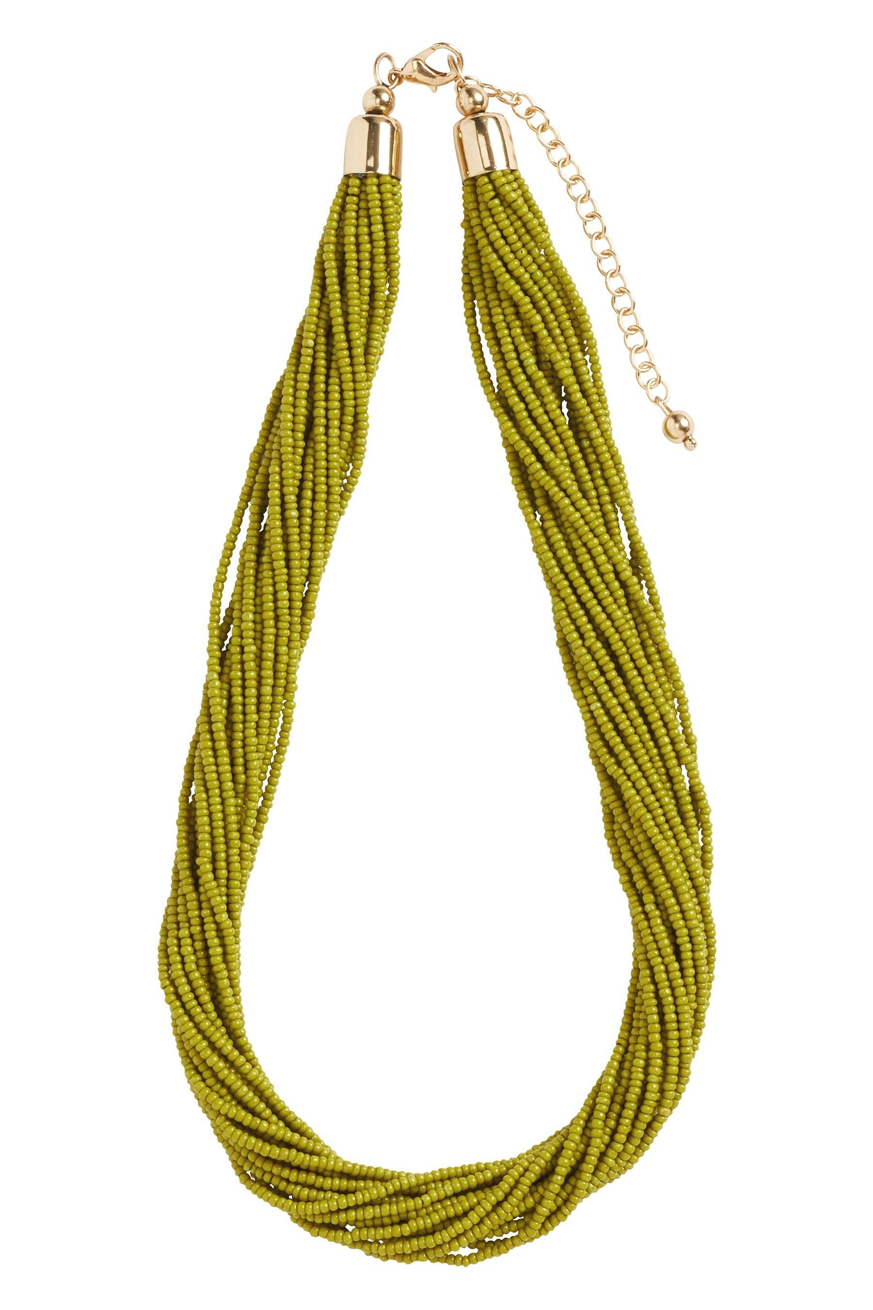 Next Perlenkette Mehrreihige Halskette mit Schmuckperlen (1-tlg) Lime Green