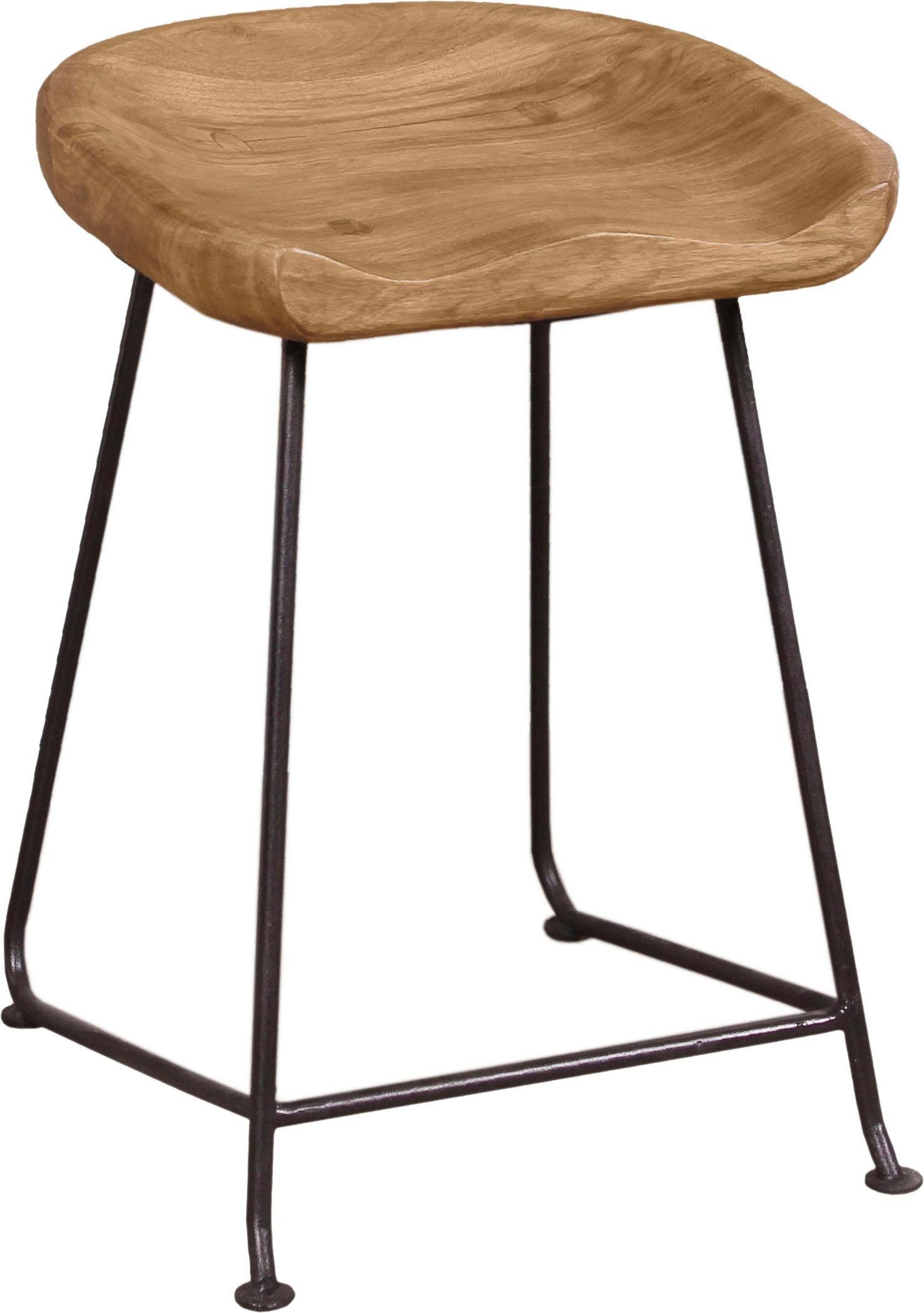 SIT Hocker Live Edge, aus massiver Akazie, mit Metallgestell