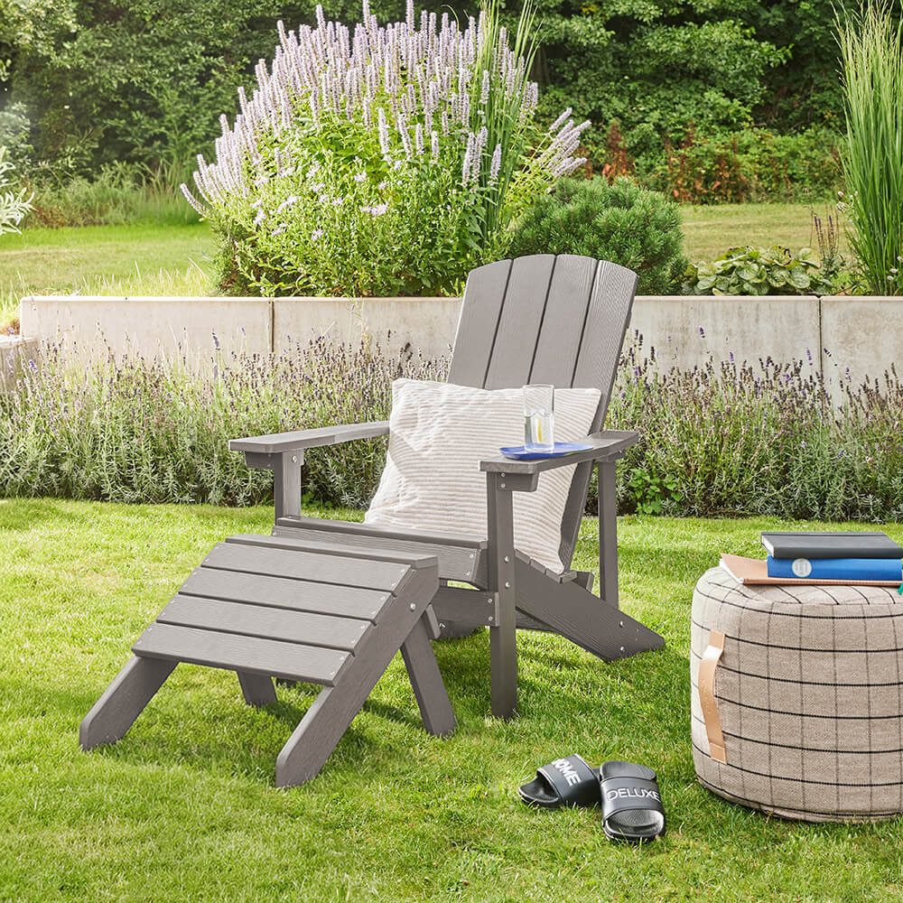 HOME DELUXE Gartenstuhl FAREA - Adirondack (1 St), mit breiten Armlehnen, Gartensessel, Loungesessel