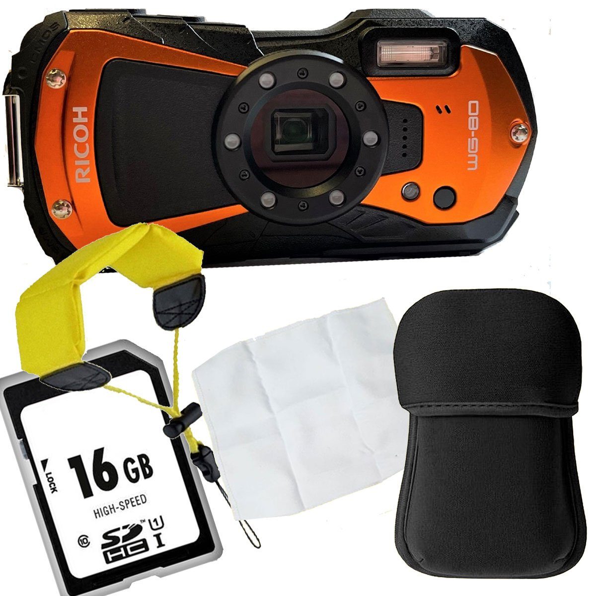 Ricoh WG-80 orange Set Angebot Kompaktkamera
