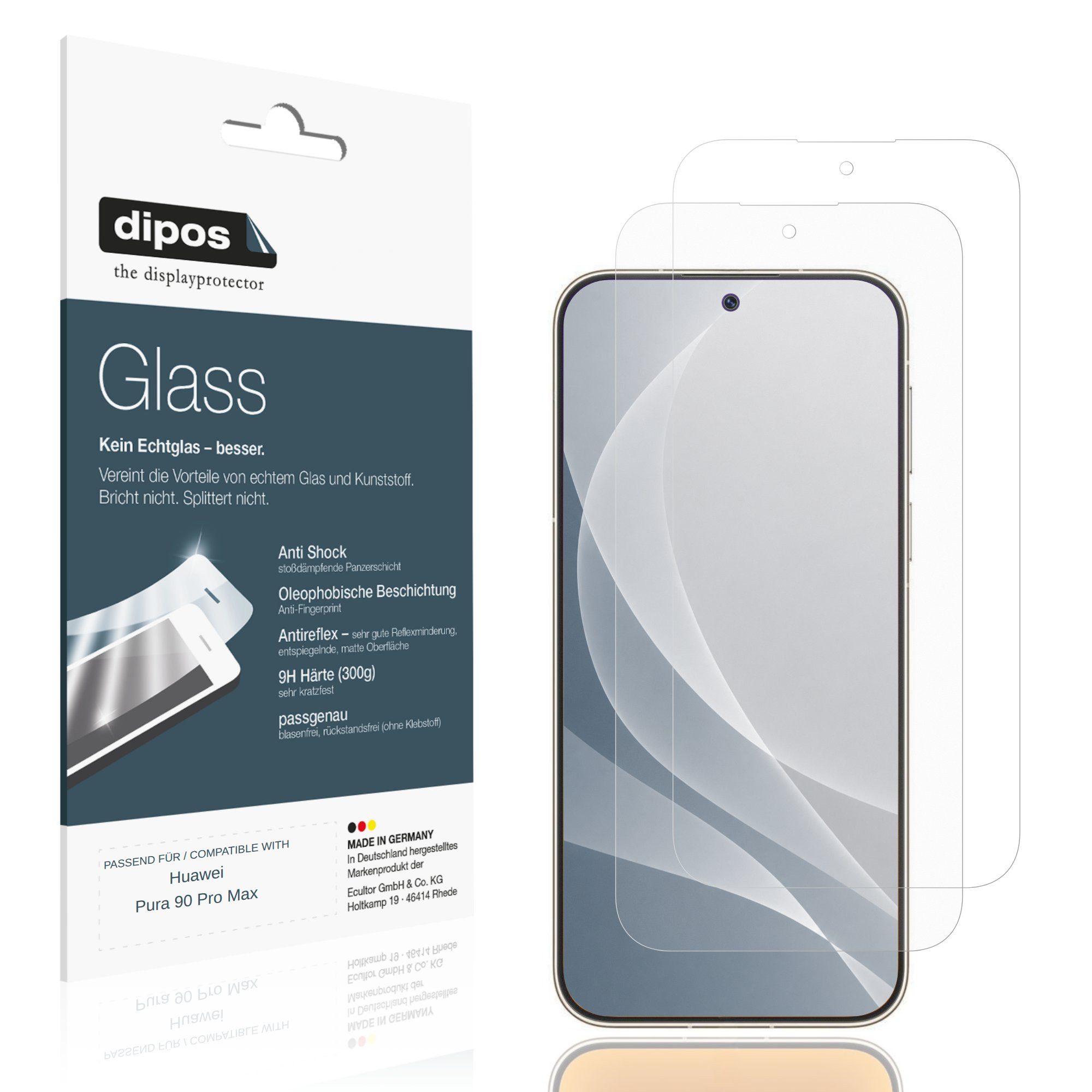 dipos Displayschutzfolie Schutzfolie für Huawei Pura 90 Pro Max, 2 Stück, Displayschutz Schutz Folie Made in Germany