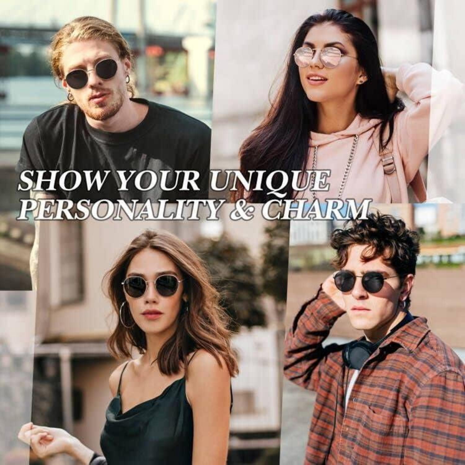 LuxusKollektion Retrosonnenbrille Sonnenbrille Retro Rund Polarisiert Gold Rosa (Gespiegelte Linse)