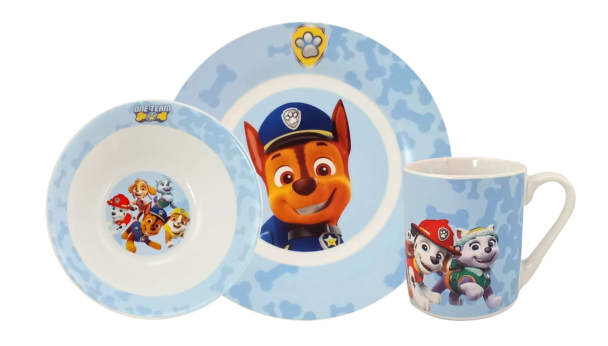 United Labels® Frühstücks-Geschirrset Frühstücksset (Schale, Teller, Tasse) - PAW Patrol (NEU & OVP)