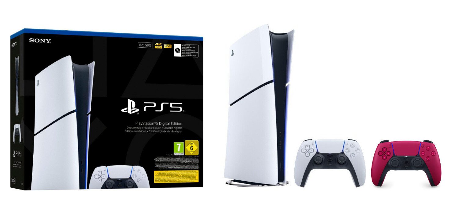 Playstation PlayStation 5 Slim Digital Edition Konsole + 2 Controller Cosmic Red (Set, 2 St., inkl. 2. DualSense Controller)