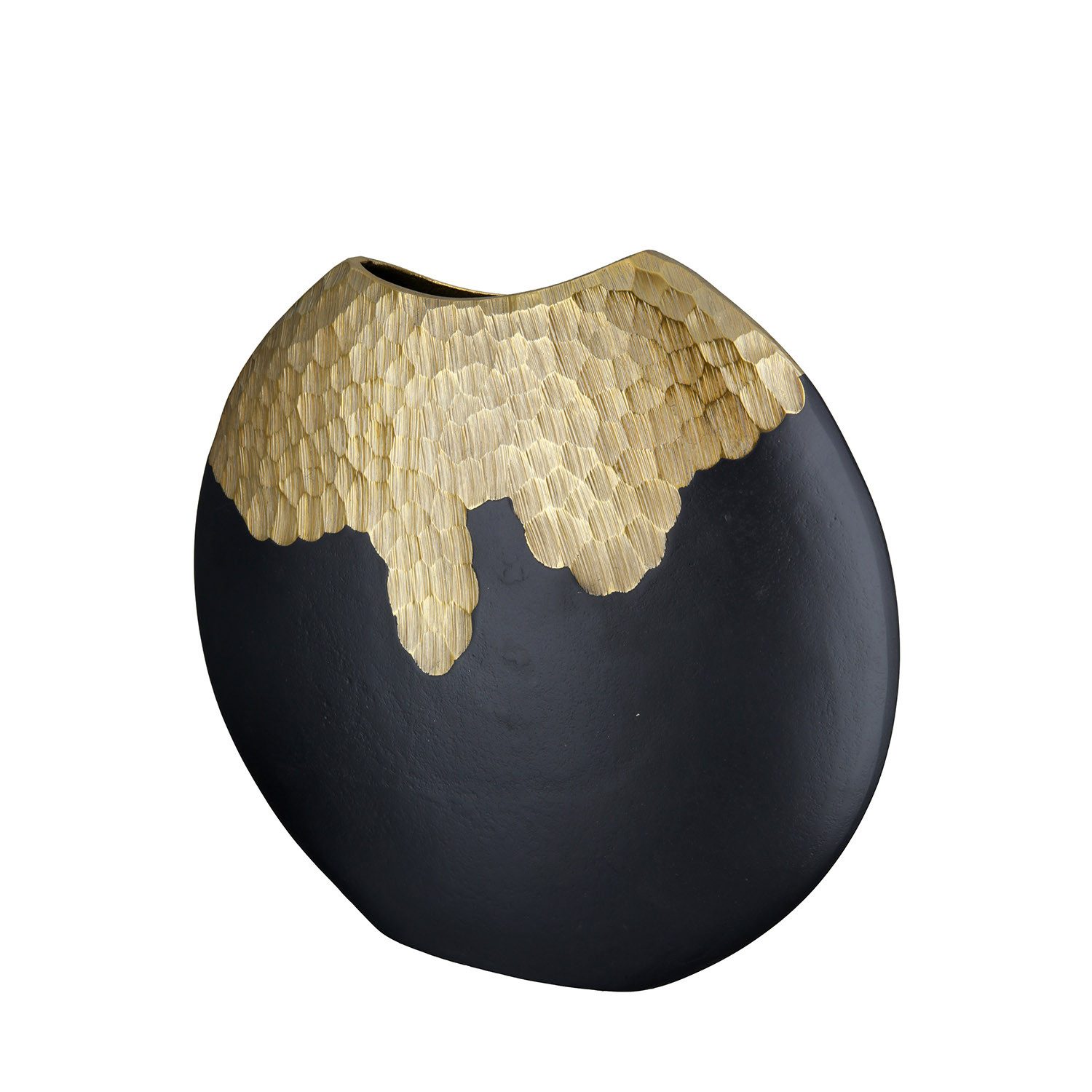 Dekovase FAVO - Vase rund in schwarz-gold - H. 36cm - Tischdeko - Blumenvase