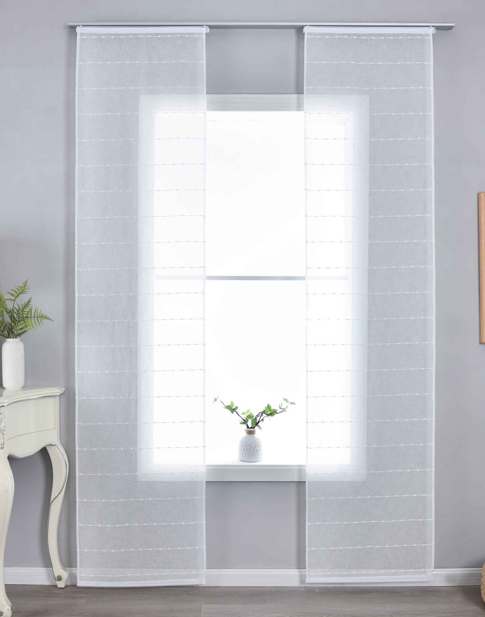 Gardinenbox Schiebegardine (2 St), Klettband, transparent, Chenille, Paneelwagen Chenille Leinenbindung 202470P-2