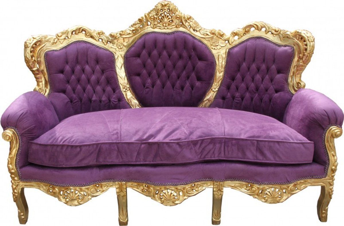 Sofa Couch Barock - Lounge Sofa Möbel / Padrino Lila King Casa Gold