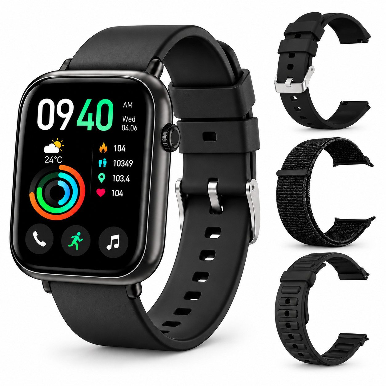 Fyrove Smartwatch Damen Herren,Fitness Uhr mit Anruffunktion Smartwatch (mit 3 Armbändern, luetooth-Telefonfunktion & KI-Sprachassistent,1,85" HD Touchscreen Smartwatch, Herzfrequenz,SpO₂,Schlaf,100+ Sportmodi cm)