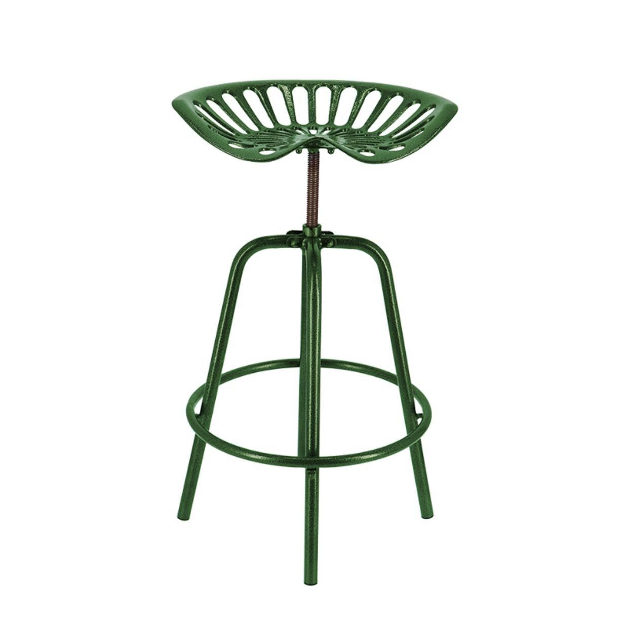 Rivanto Gartenstuhl (1 St), Traktorstuhl bequemer Barhocker aus Eisen verstellbare Höhe grün