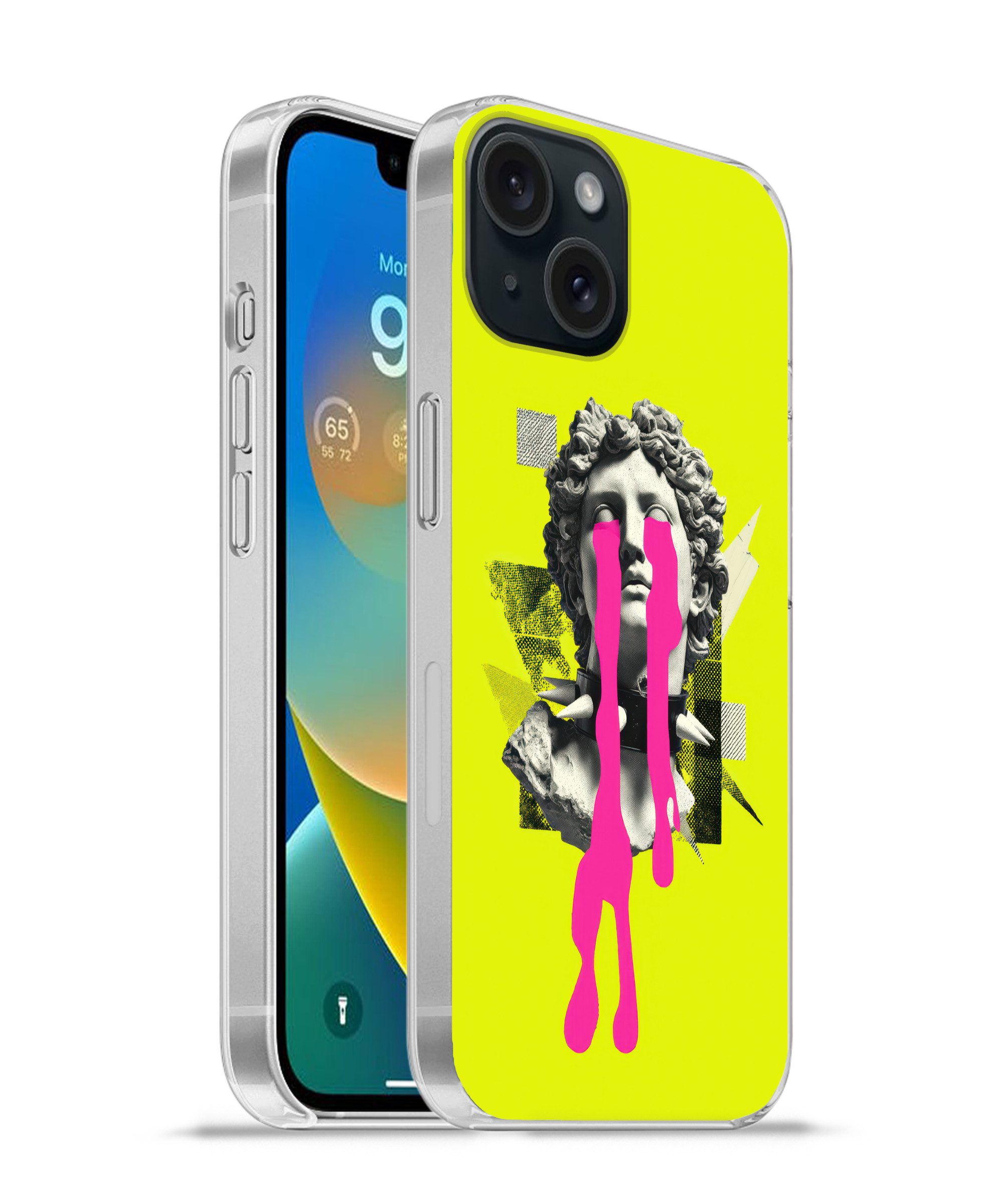 MuchoWow Handyhülle für Apple iPhone 15 Büste - Farbe - Gelb, Smartphone-Bumper, Print, Handy Schutzhülle Dünn