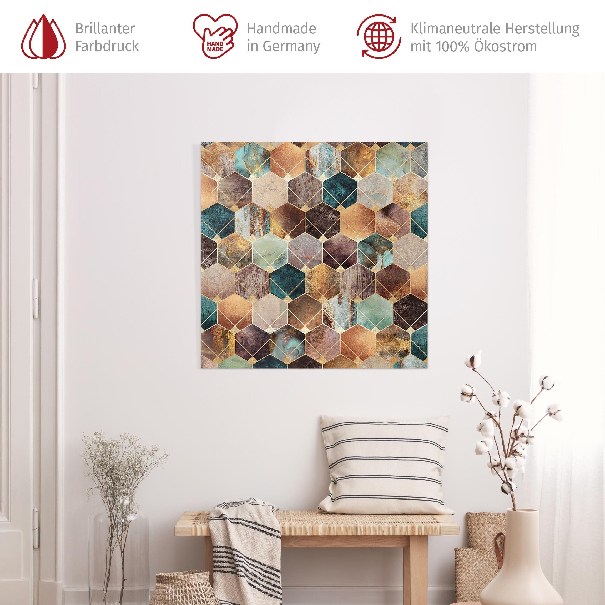 Bilderdepot24 Leinwandbild Kunstdruck Geometrie goldenes Art Deco gold Bild auf Leinwand XXL, Wohnzimmer Schlafzimmer Küche Flur Wandbild Kunstkopie Wanddeko Druck