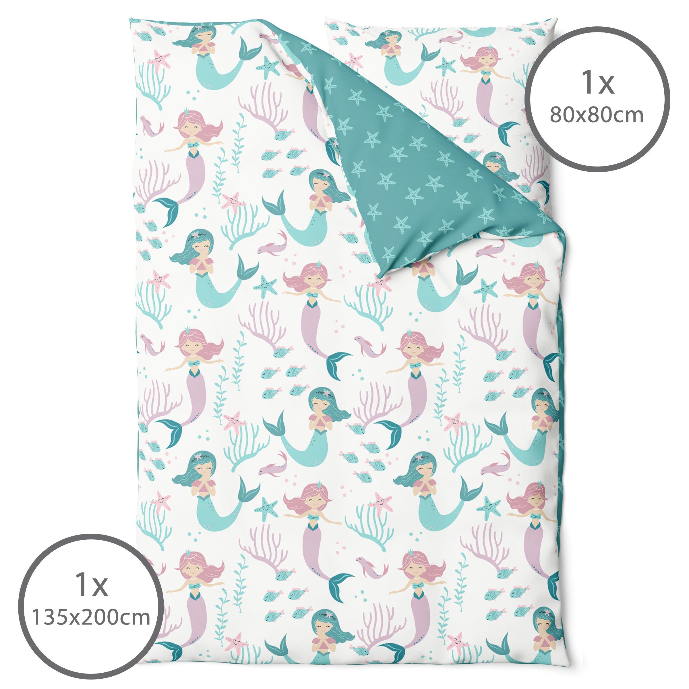 LINKHOFF Kinderbettwäsche Kinder Bettwäsche-Set 135x200cm Meerjungfrau günstig online kaufen