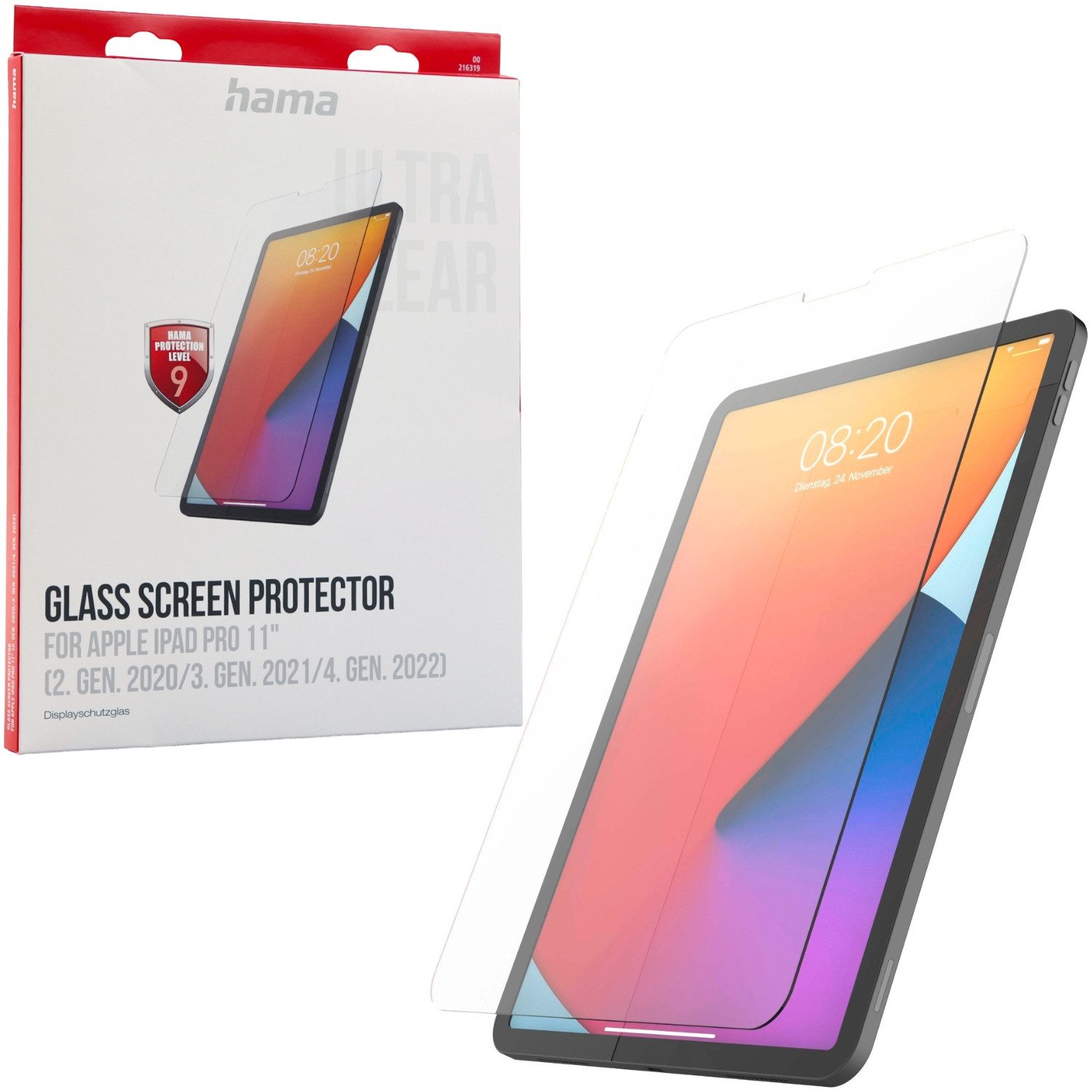 Hama Displayschutzglas Premium Schutzglas für Apple iPad Pro 11 4 3 2 Gen für Apple iPad Pro 11", Set, Displayschutz Glas 9H Schutzfolie Panzer für iPad Pro 2022 2021 2020