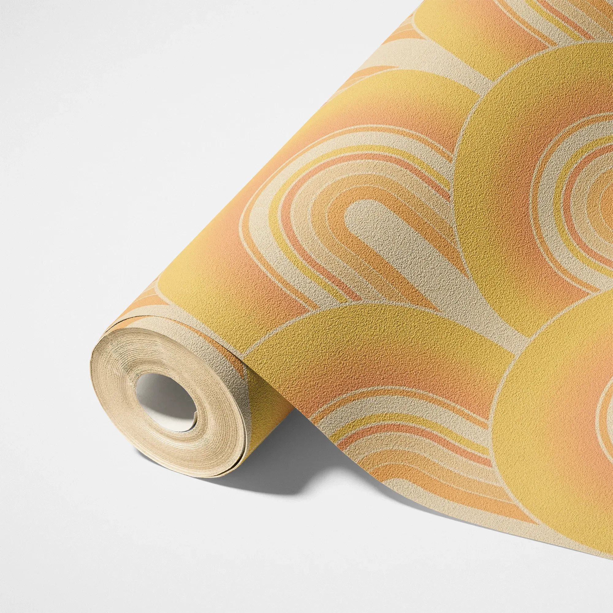 A.S. Création Vliestapete Retro-Grafik, leicht strukturiert, Retro, Vliestapete Retro Art-Déco 3D-Grafik, Creme, Gelb und Orange
