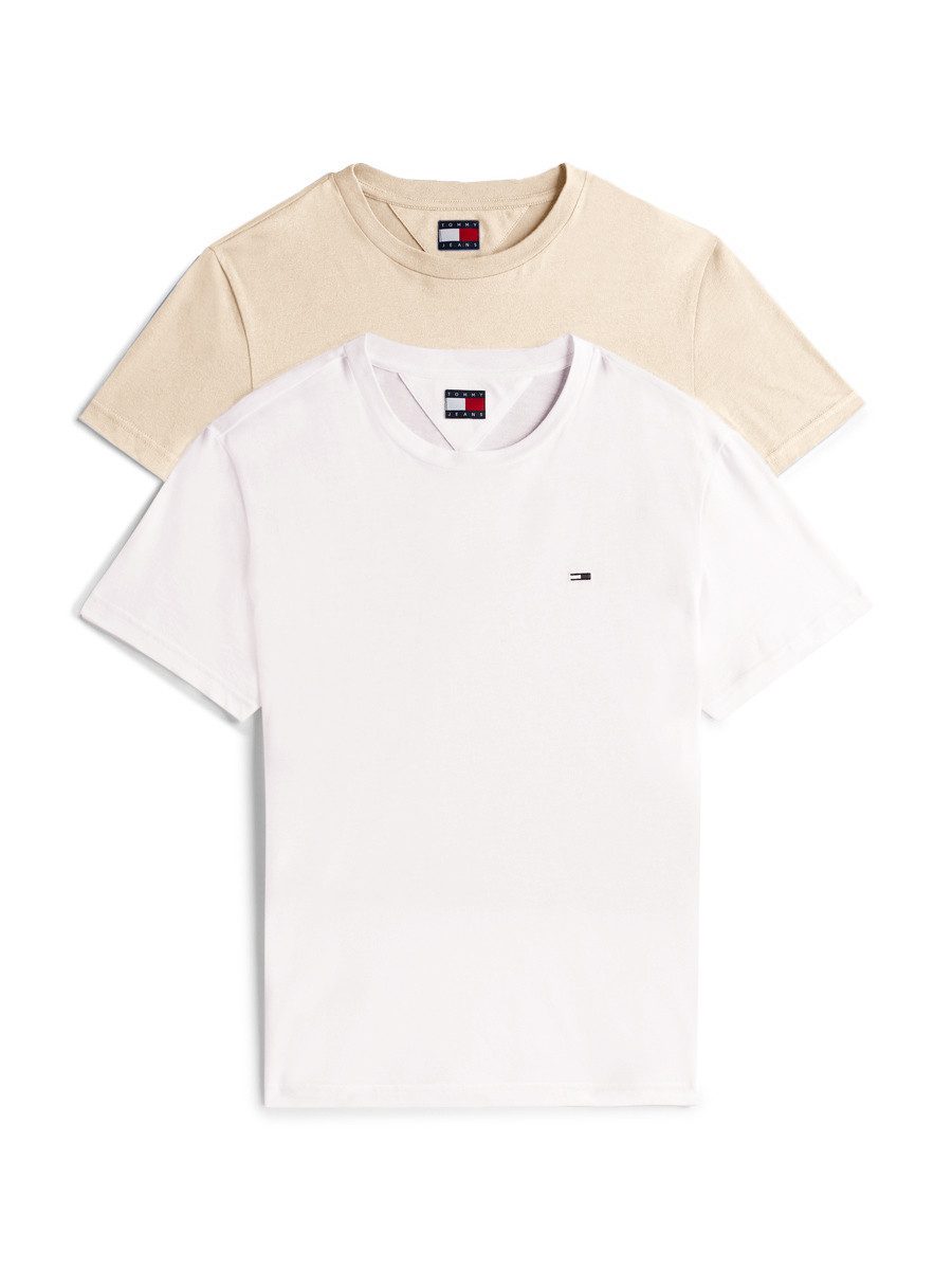 Tommy Jeans Rundhalsshirt TJM XSLIM 2PACK JERSEY TEE EXT (Packung, 2er-Pack) Logostickerei, 2Pack