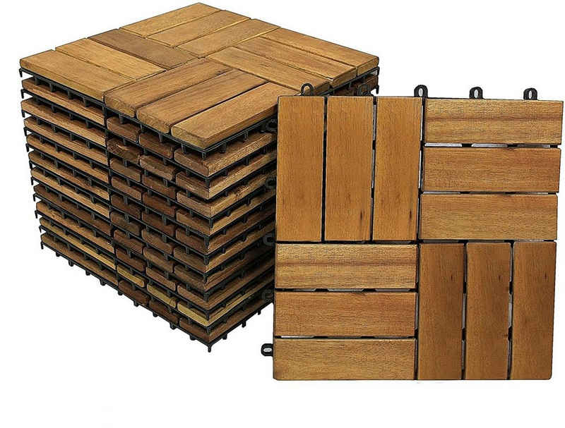 Junado® Holzfliesen Uwe 02, 11 St., Holzfliese mit Drainagensystem, Stecksystem, einzeln oder im Set
