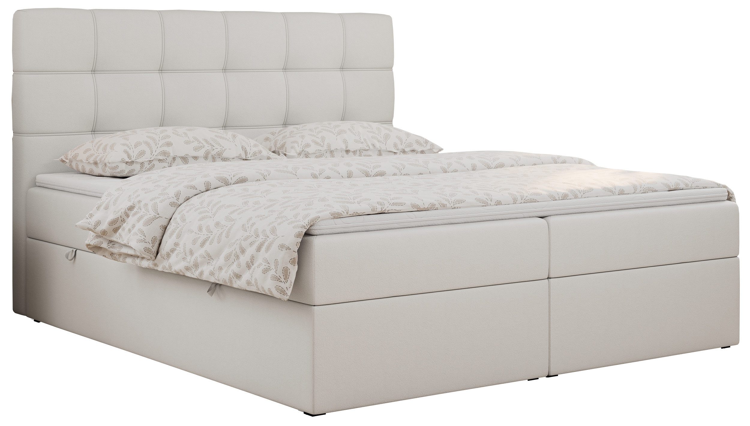 MKS MÖBEL Boxspringbett ERNI (Set, Packung, T30-Schaum, H3-Matratze, 7 Härtezonen, gesteppte Kopfstütze), mit Bettkästen, Doppelbett, Multipocket-Matratzen, Topper T25/Visco