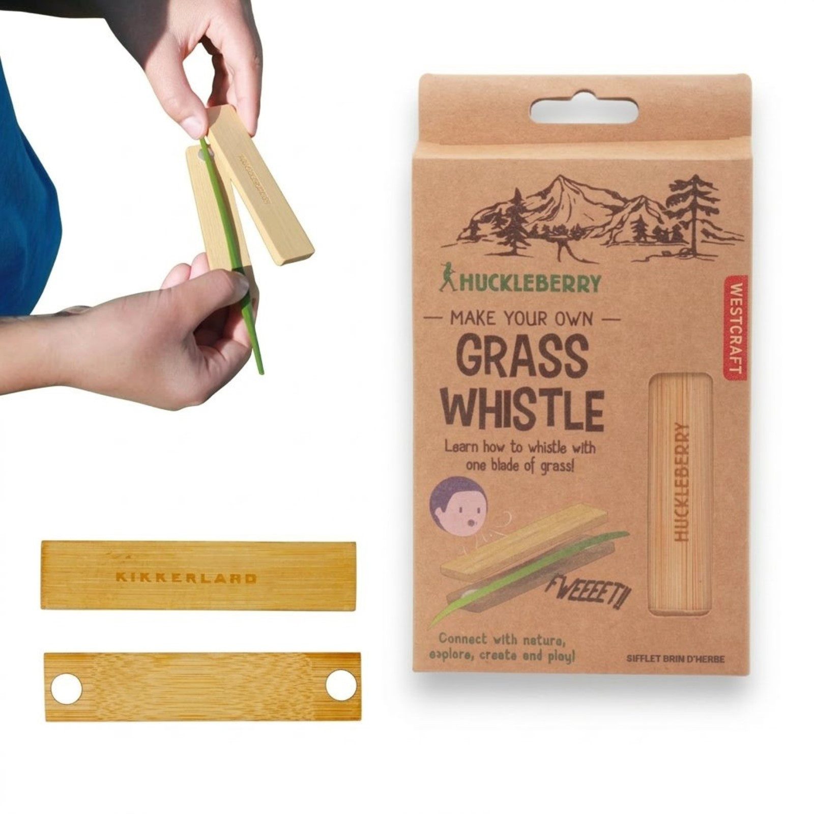 WestCraft Spielzeug-Musikinstrument Huckleberry Graspfeife aus Bambus – Outdoor Naturspielzeug für Kinder, Outdoor-Spielzeug zur Tonerzeugung mit Grashalm – ab 6 Jahren