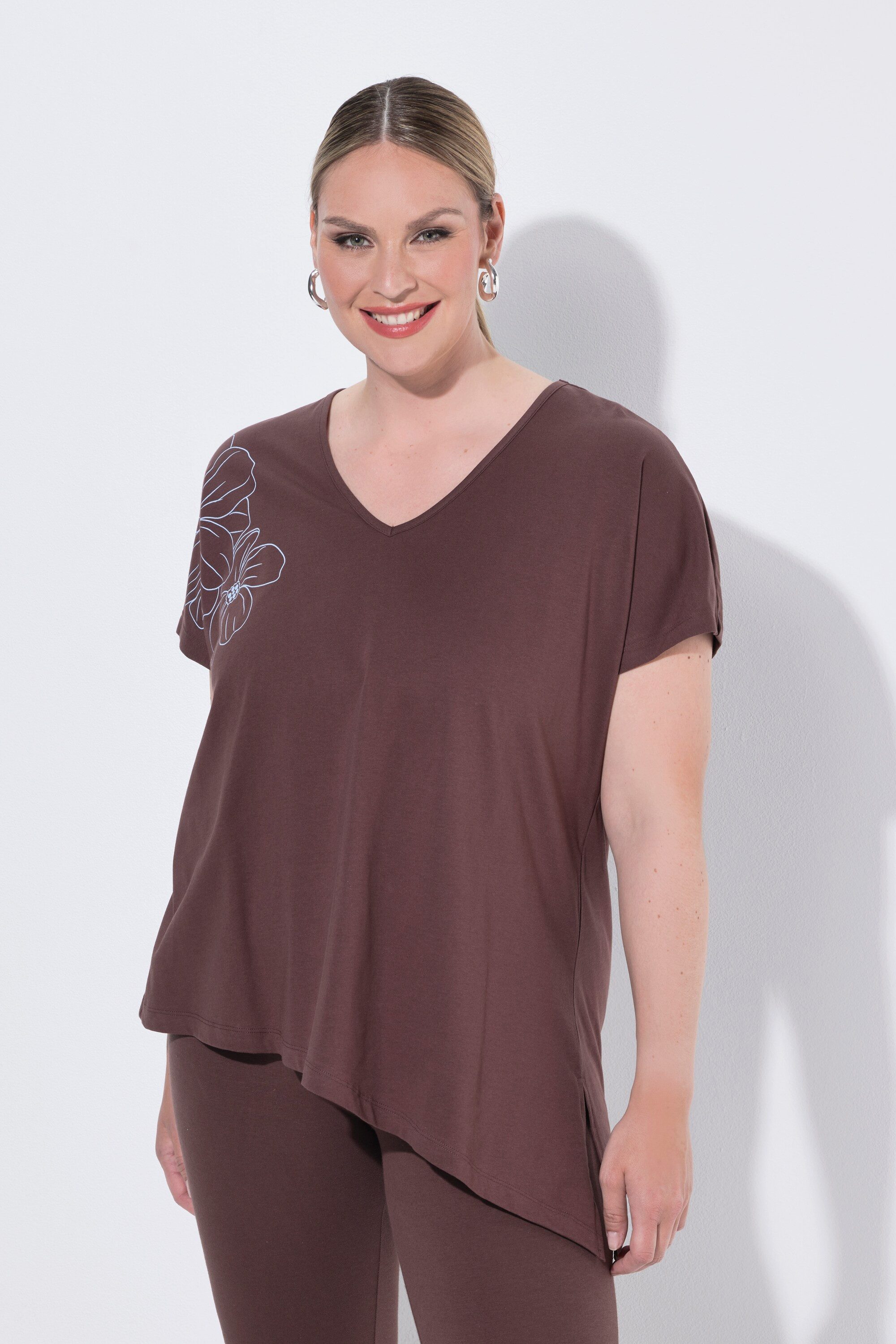 MIAMODA T-Shirt T-Shirt A-Linie asymmetrischer Saum Blüten