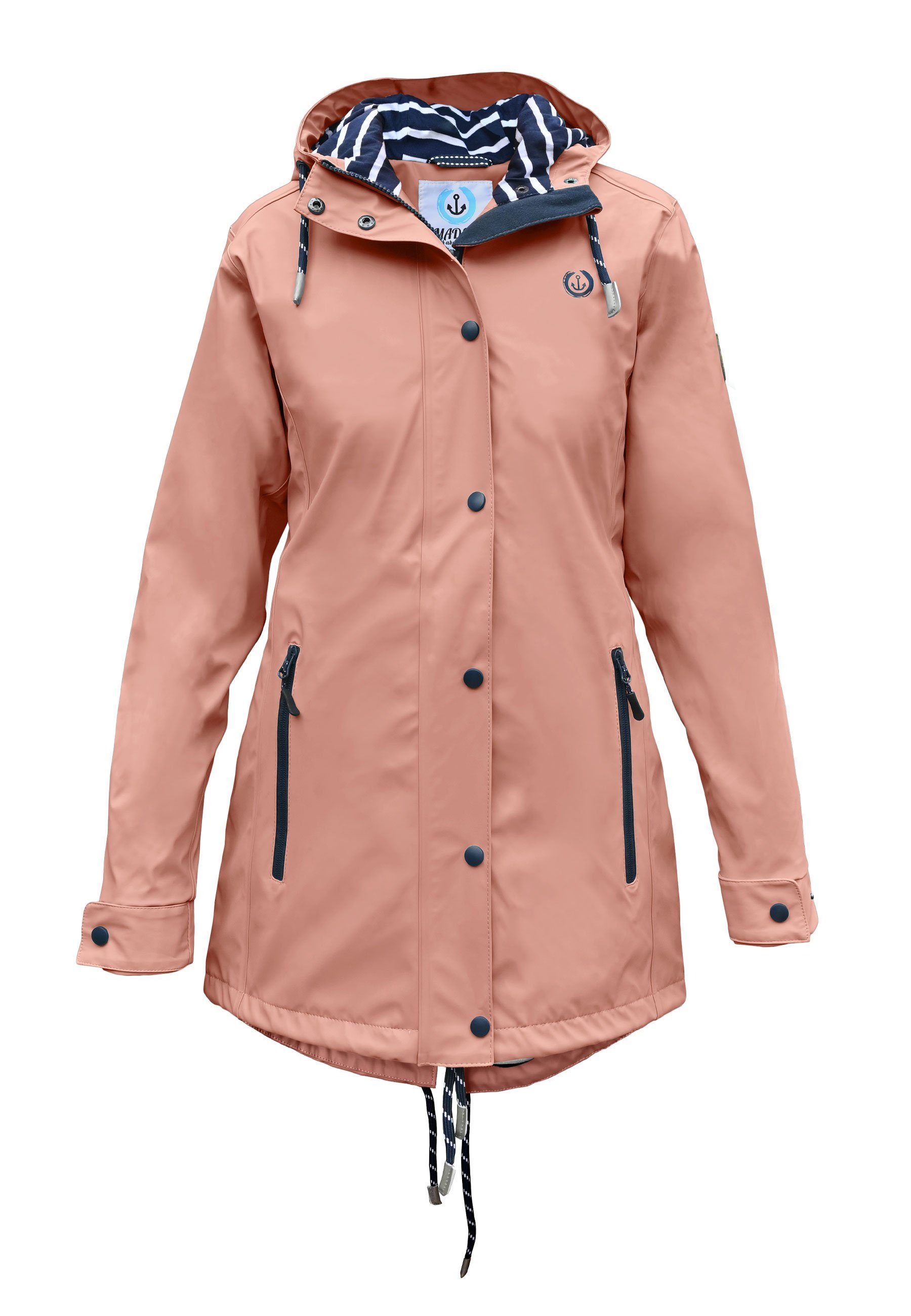 MADSea Regenjacke Regenjacke Friesennerz Rosa taillierter Regenmantel hat verlängertes Rückenteil