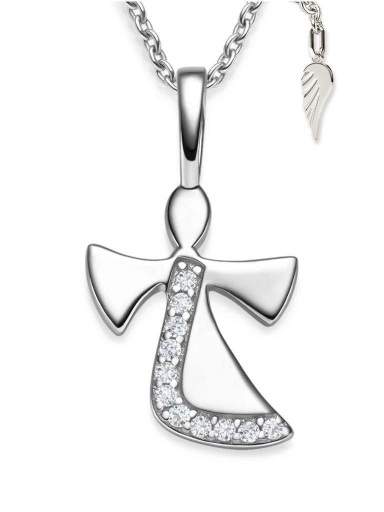 Amoonic Kette mit Anhänger Schutzengel Kette Silber 925 mit Engel-Anhänger Halskette für Kinder (individuell anpassbare Halskettenlänge), Silberkette Gold Rosegold vergoldet Kinder-Schmuck Geschenk Mädchen