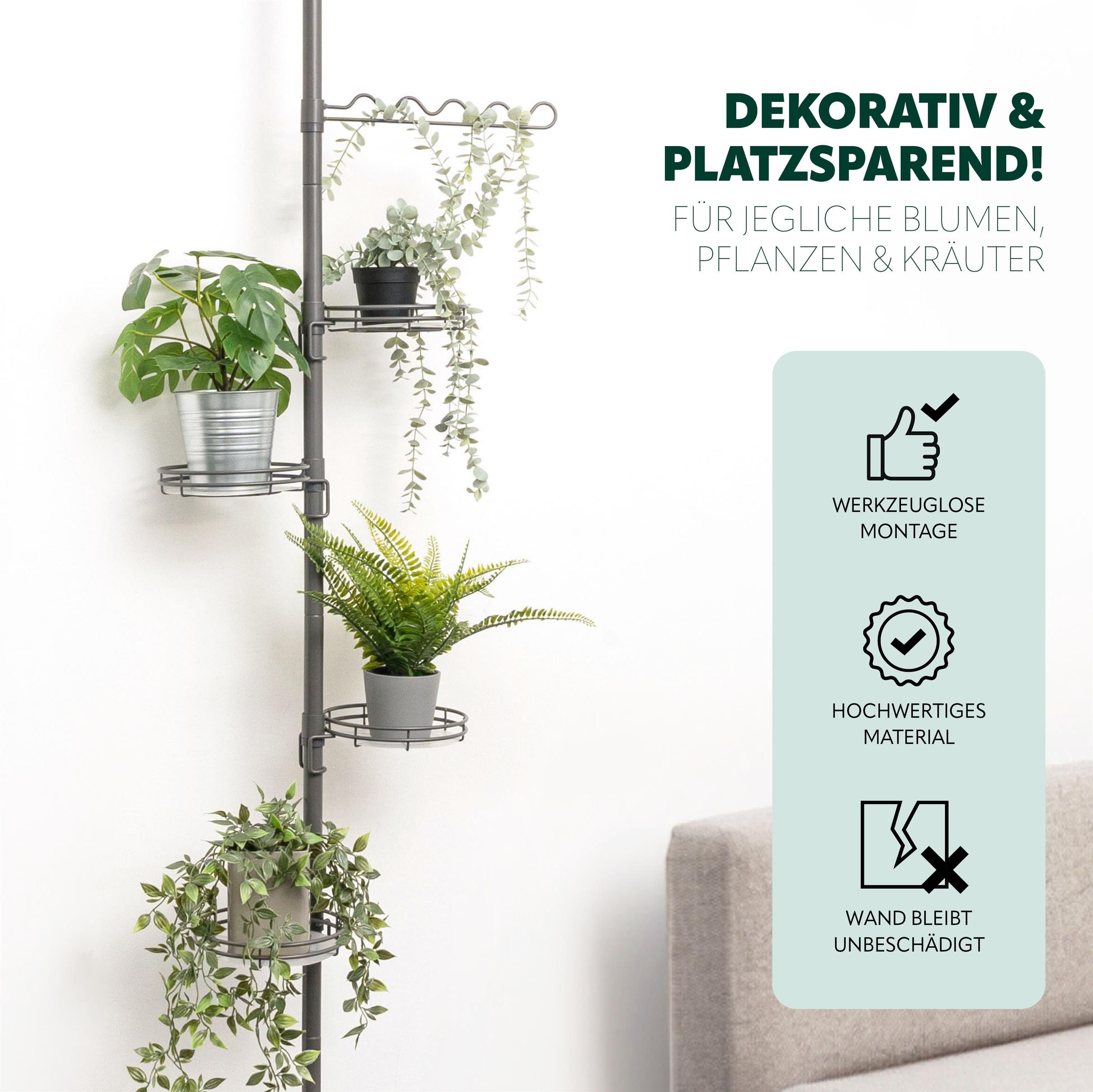 bremermann Blumenständer Teleskop-Blumenregal mit 4 Ablagen, Blumentreppe höhenverstellbar
