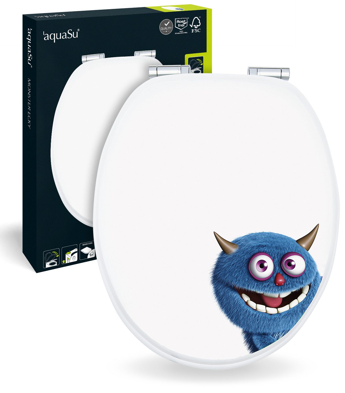 Sitzplatz WC-Sitz Monster, Motiv Monster Ecky, Holzkern, Absenkautomatik, M günstig online kaufen