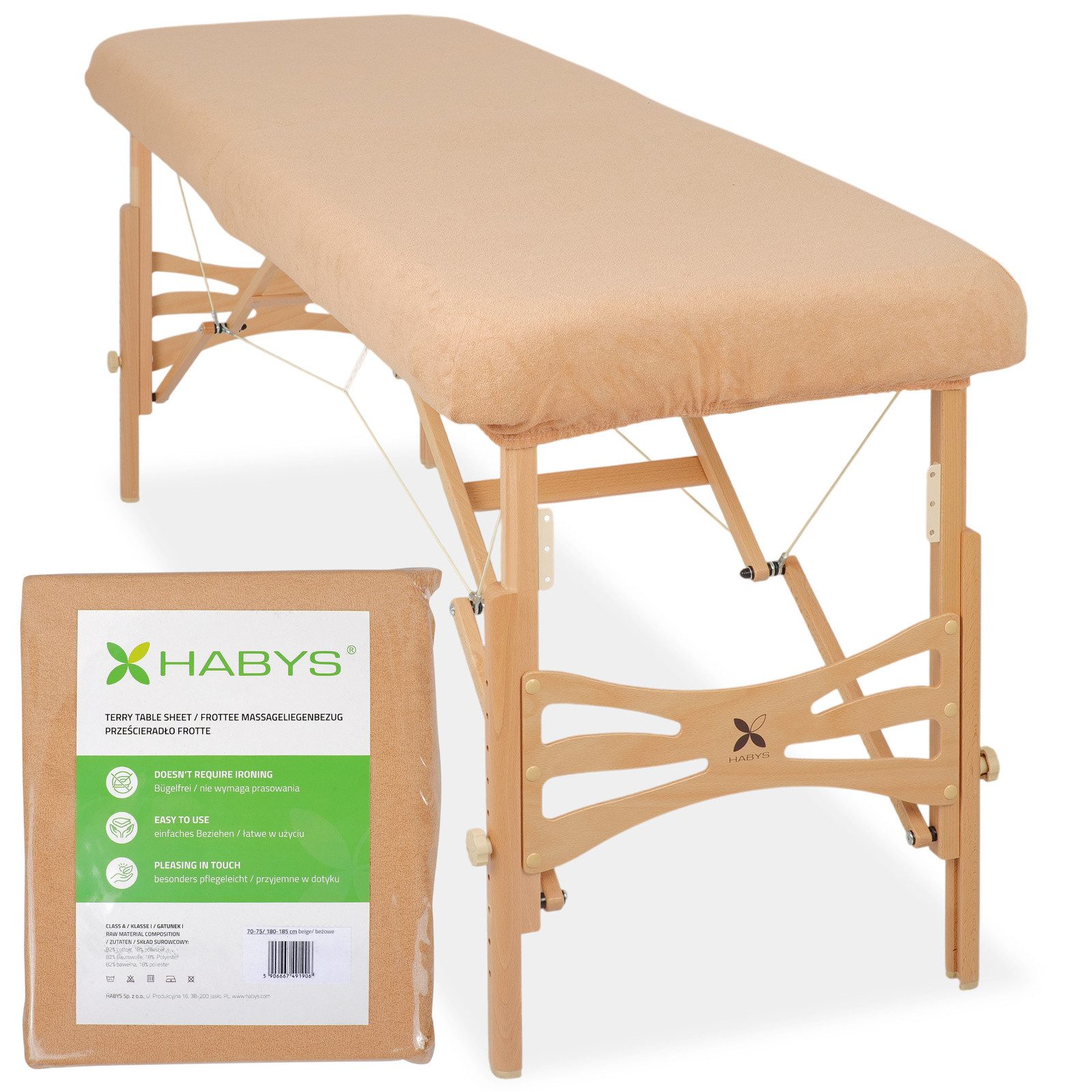 Habys Massageliege Frottee Bezug für klappbare Liegen 1-teilig 70-75/180-185 cm