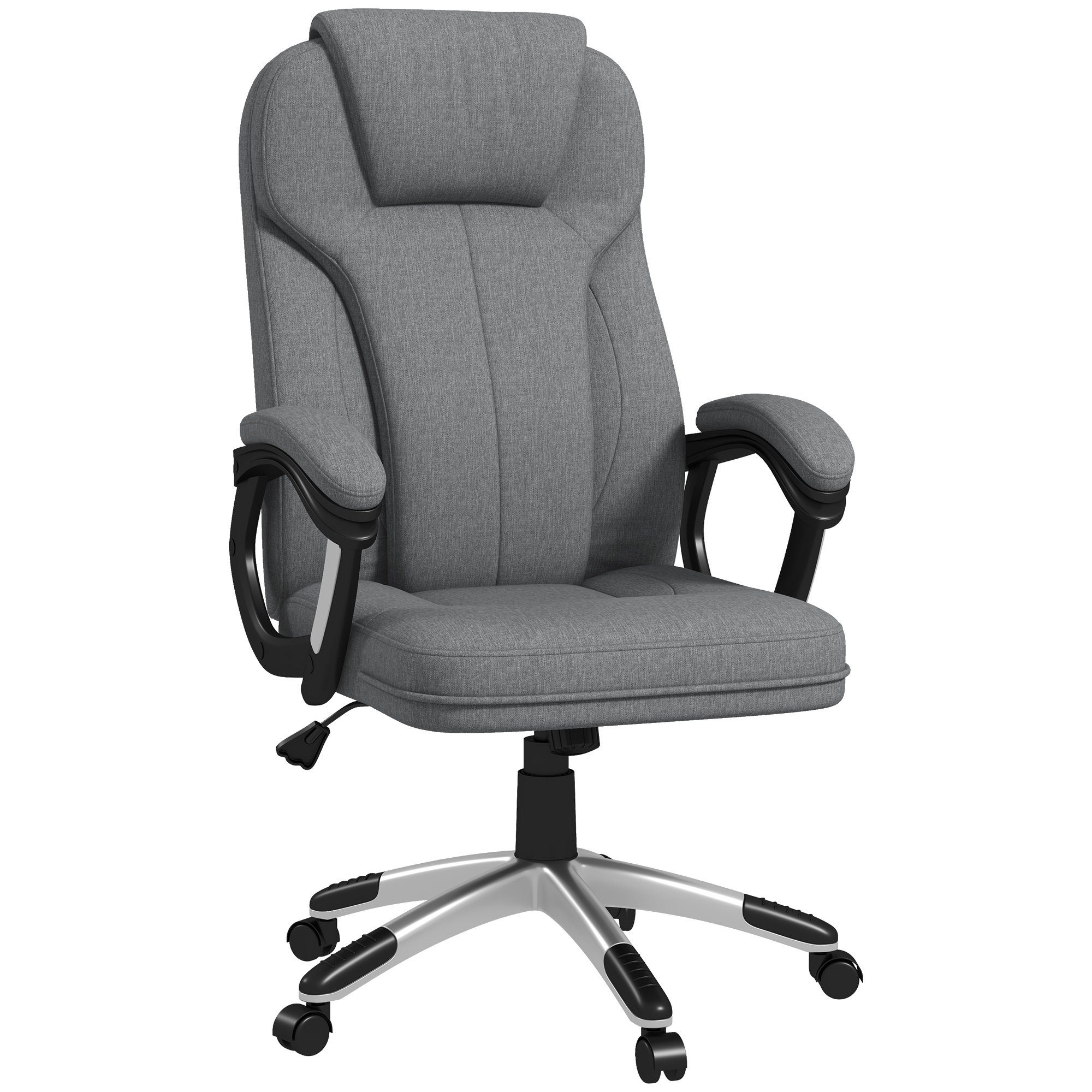 Vinsetto Bürostuhl ergonomisch Computerstuhl mit Wippfunktion (Drehstuhl, 1 St), Leinenoptik Grau 66 x 75 x 110–120 cm