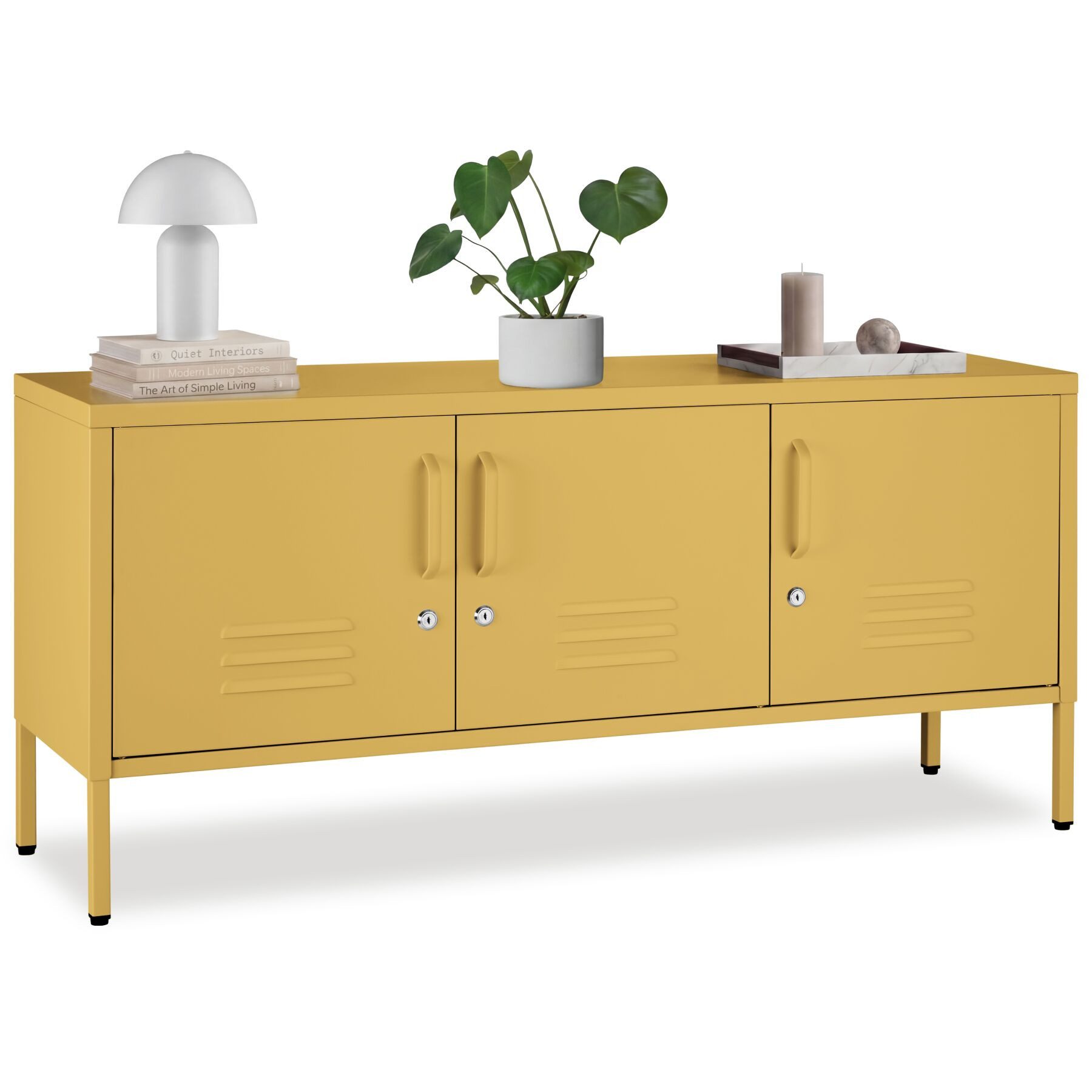 tectake Lowboard Sideboard, 3 Türen mit Magnetverschluss, einzeln abschließbar