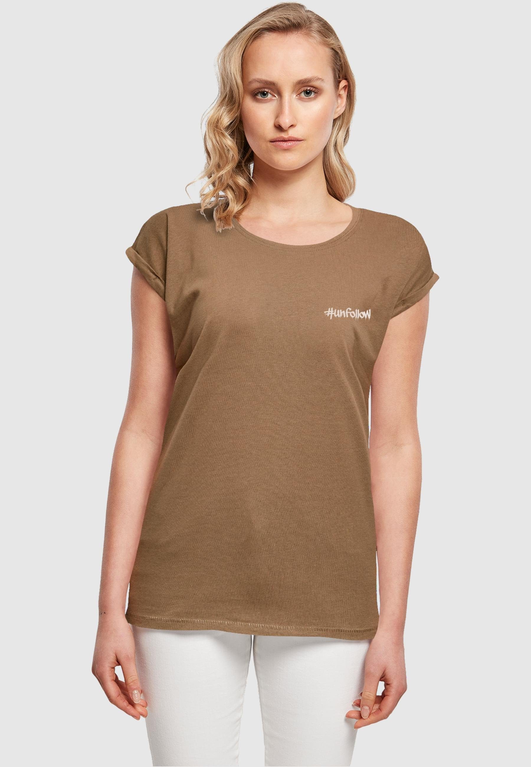 Shoulder (1-tlg) olive Extended Ladies Unfollow Merchcode Tee Damen T-Shirt