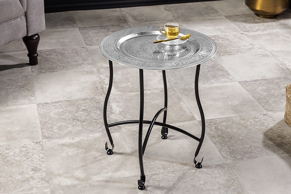 riess-ambiente Beistelltisch MARRAKESCH 50cm silber / schwarz · Wohnzimmert günstig online kaufen