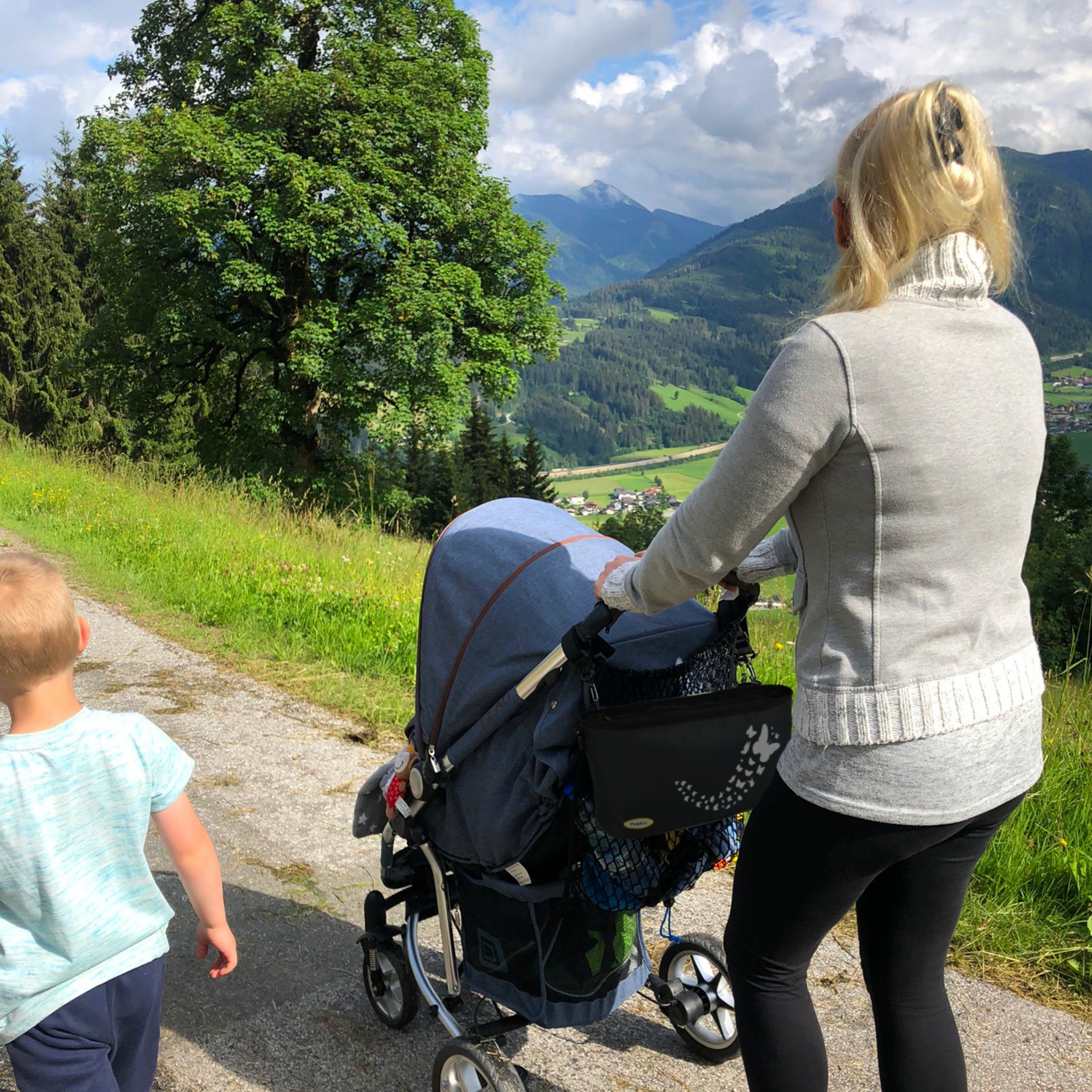PUNALU Kinderwagen-Tasche Punalu Kinderwagen Organizer mit Schmetterlingsmuster – Bild 5 von 5