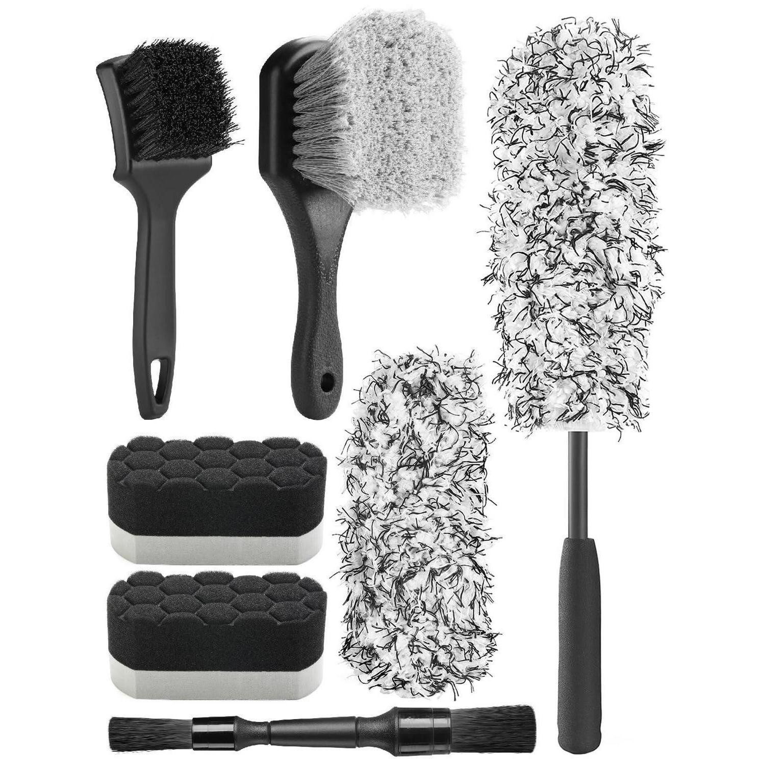 LuxusKollektion Autowaschbürste Autoreinigungsset Felgenbürste Reifenbürste 7 PCS-WDK002