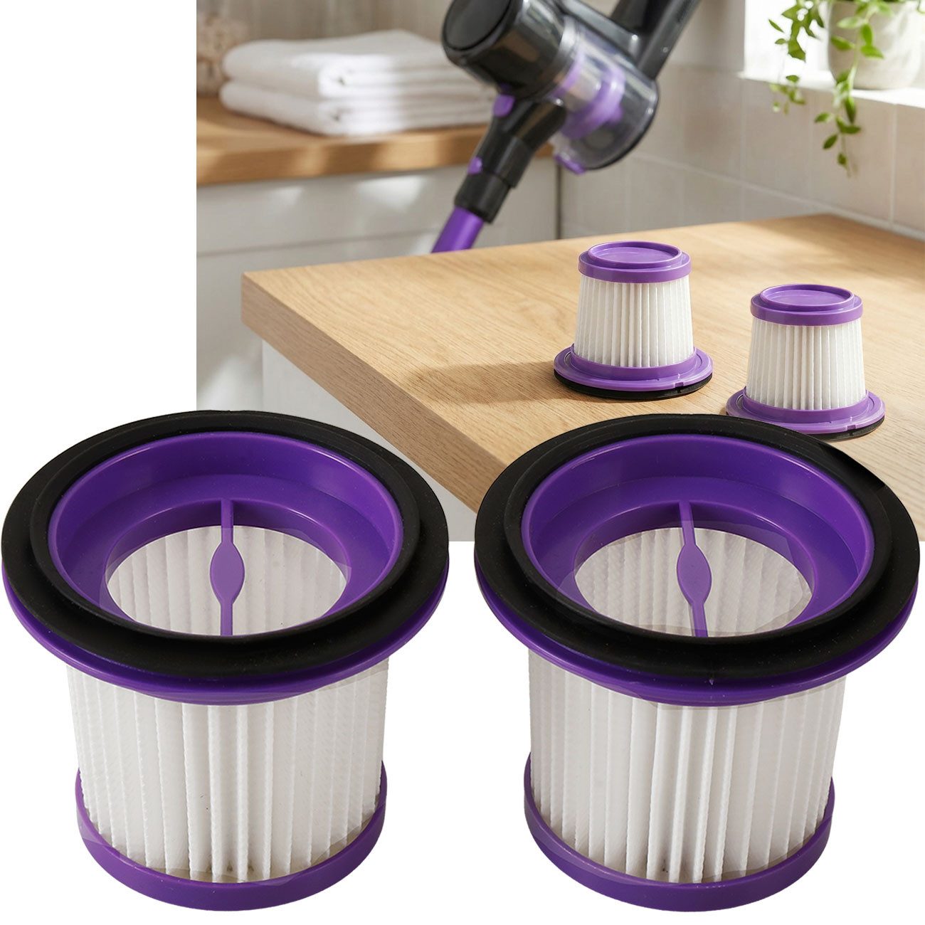 Casativo HEPA-Filter 2er-Set HEPA Ersatzfilter für Zyklon Staubsauger CH8303, Zubehör für CH8303, 2 St. HEPA-Filter waschbar für Zyklon-Handstaubsauger Modell CH8303