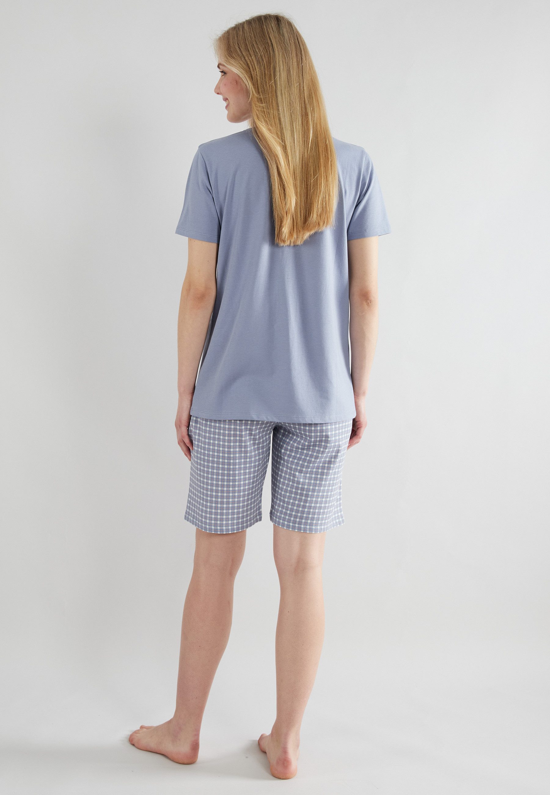 GÖTZBURG Shorty GÖTZBURG Damen Shorty blau kariert (1 tlg)