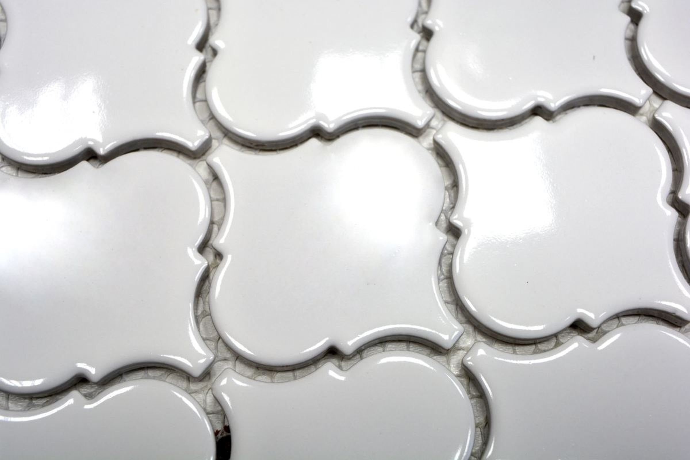 Mosani Mosaikfliesen Florentiner Retro Vintage Mosaik Fliese Keramik weiß glänzend Küche