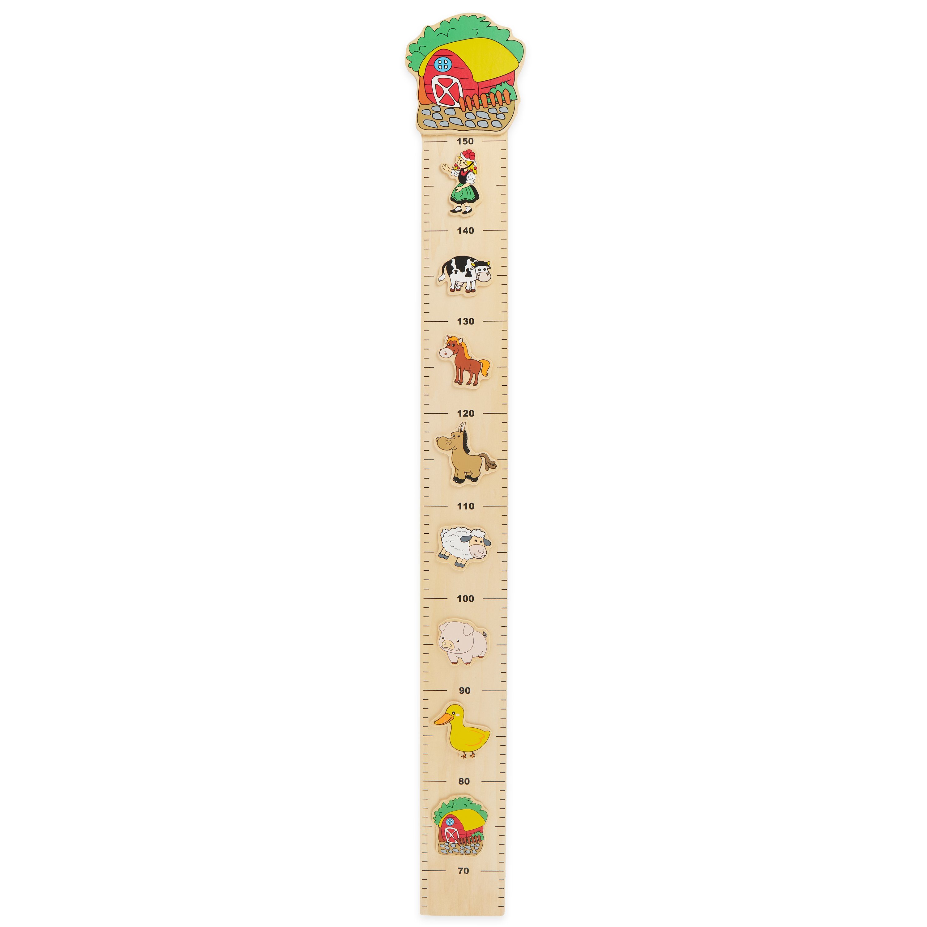 BIECO Messlatte Bieco Messlatte Bauernhof Skala 0,65-1,5m Messlatte Holz Kinder Wand Holz Dekoration Maßband Körper Kinder Messlatte Holz Holz Meter Wandtattoo Kinderzimmer Tiere Messlatte Kind