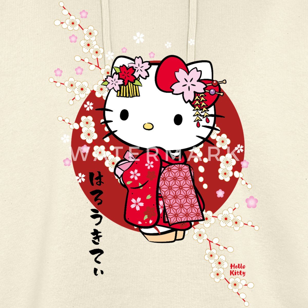 Spreadshirt Hoodie Hello Kitty Japan Kimono Kirschblüten Frauen Boxy Organic Hoodie (1-tlg)