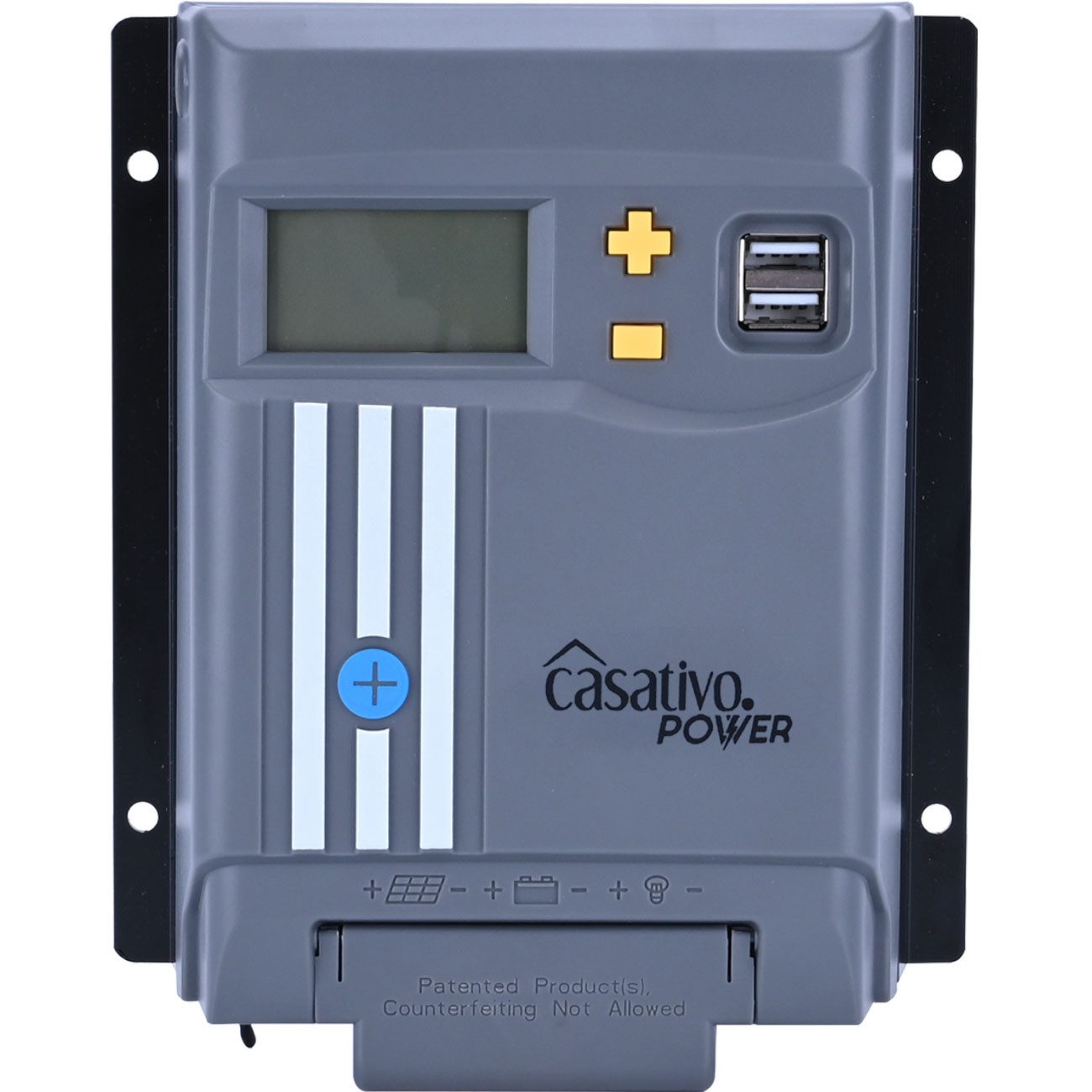 Casativo Solarladeregler MPPT Solarladeregler 20A für 12V/24V mit LCD-Display & 2 USB-Ports, 2-St., 1er-Set & 2er-Set, Effizientes MPPT-Tracking/Überspannungsschutz/für Solarpanel