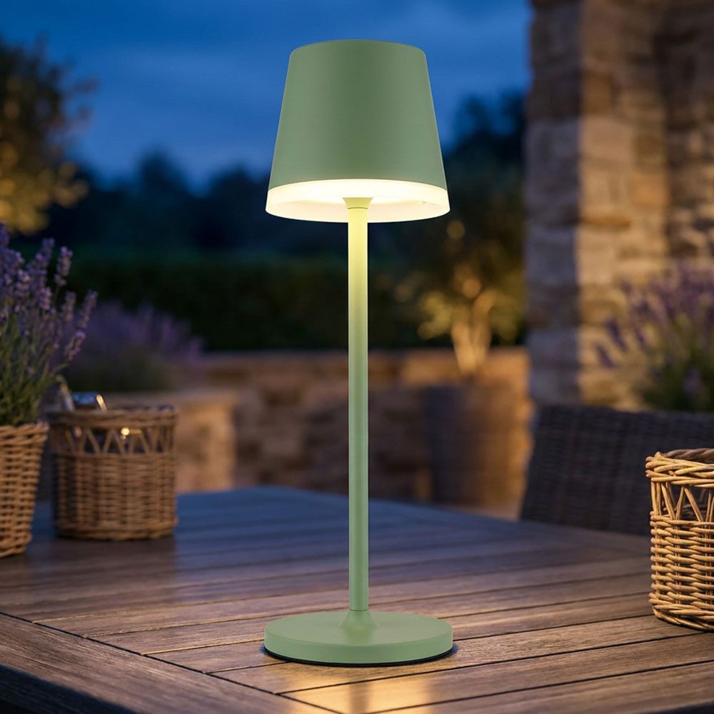 GLOBO LIGHTING LED Solarleuchte, LED-Leuchtmittel fest verbaut, Warmweiß, Solarlampe Tischleuchte Außenlampe LED Gartenlampe Balkonlampe blau H