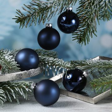 MARELIDA Weihnachtsbaumkugel Christbaumkugel Weihnachtskugel Glas D: 6cm glänzend matt blau 20St (20 St)