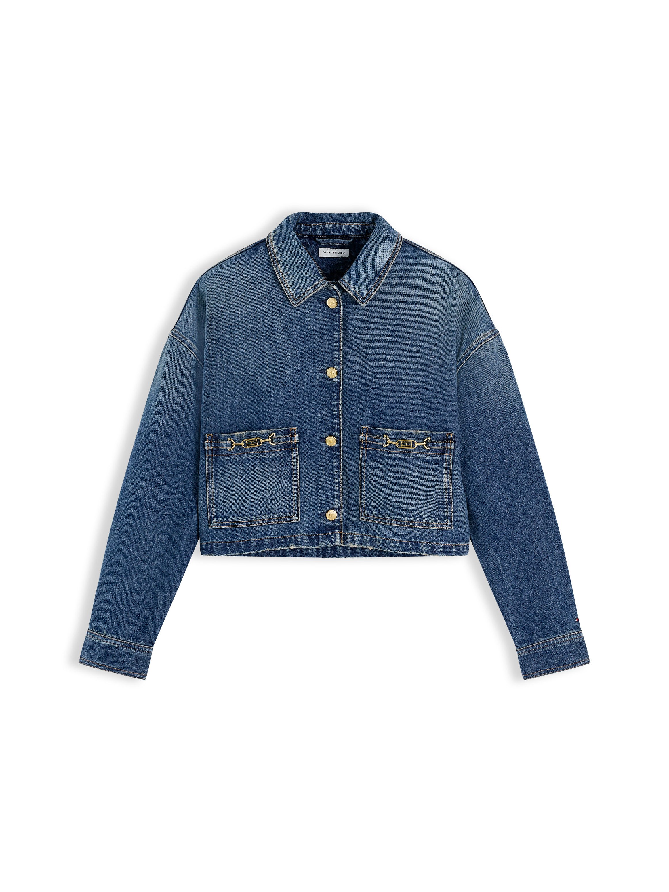 Tommy Hilfiger Jeansjacke CROPPED JACKET CAM MID aus Baumwolle, verkürzte Form – Bild 5 von 5