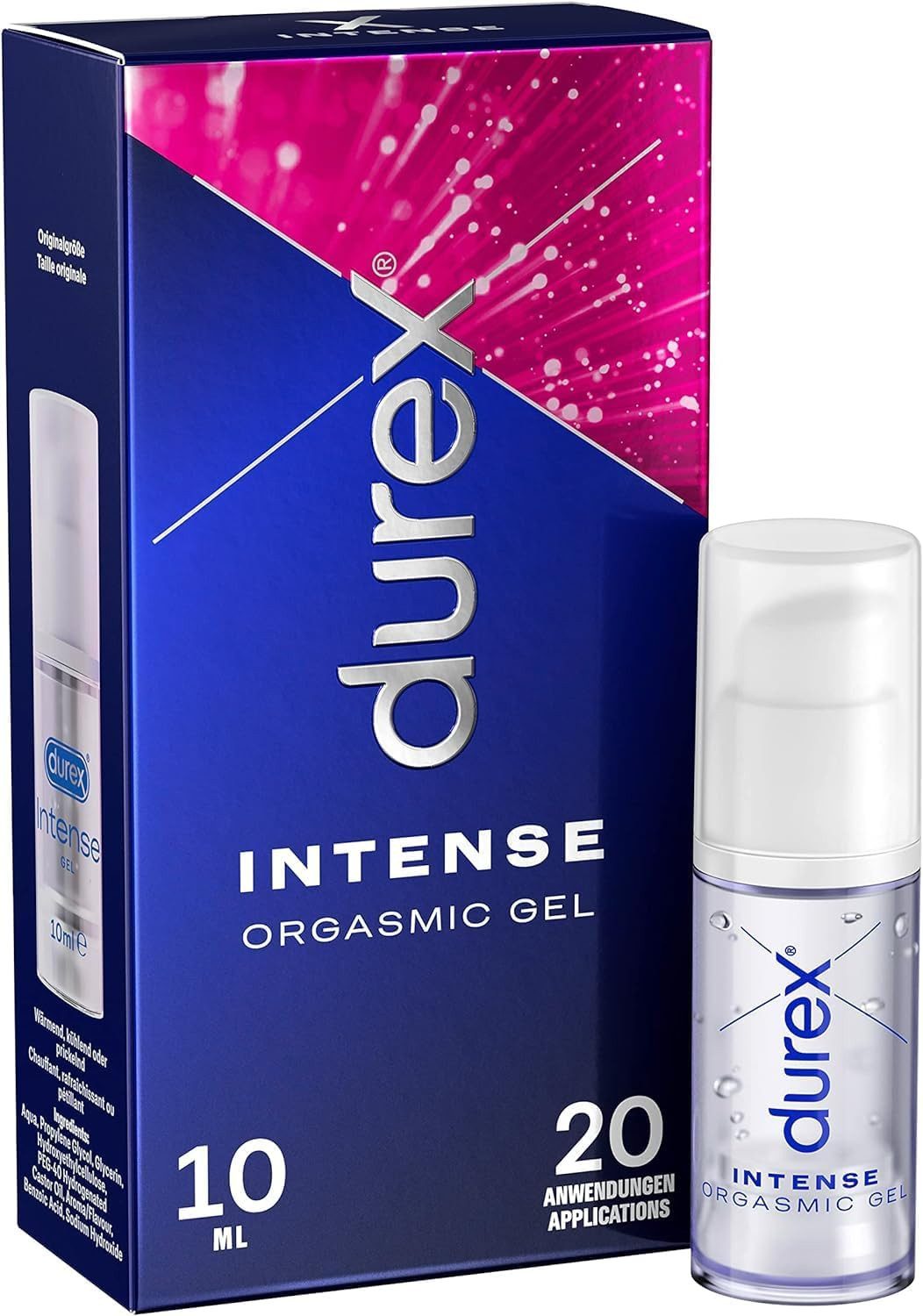 durex Stimulationsgel Intense Orgasmic Gel - Pumpflasche 10ml, Steigert das Lustempfinden, 1-tlg., Wärmende, kühlende und prickelnde Effekte