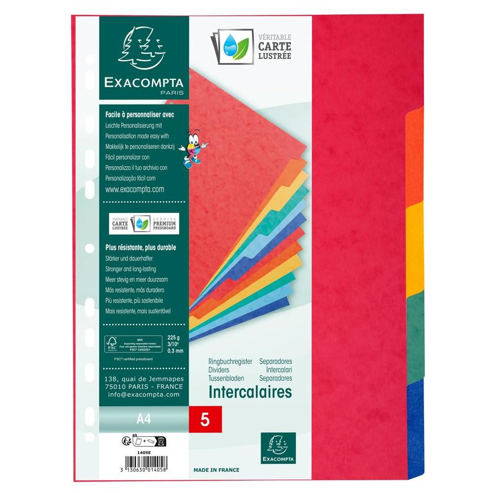 EXACOMPTA Aktenordner Exacompta Farbregister A4 5-tlg. blanco EXACOMPTA 1405E