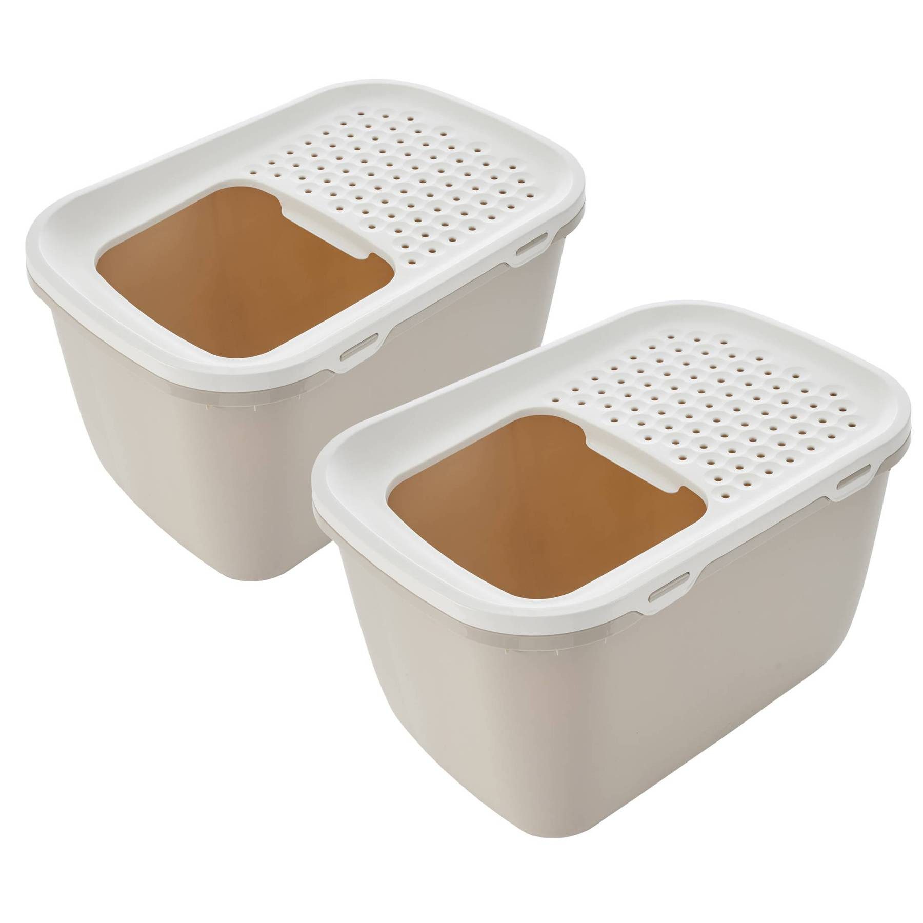 PETGARD Kauspielzeug 2er Sparpack XXXL Katzentoilette Katzenklo HOP IN GIANT, mit Einstieg von oben beige-weiss