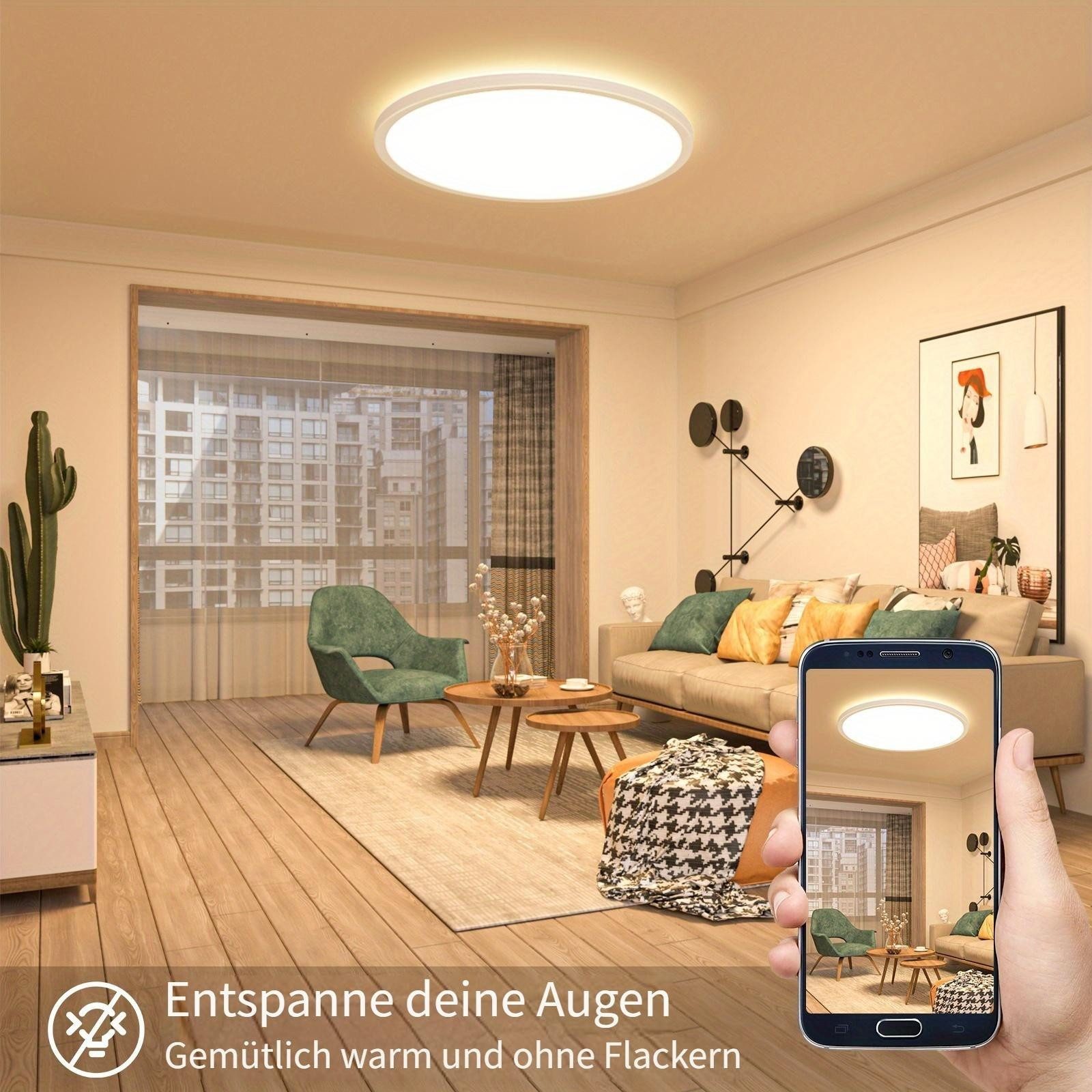STANBOW Deckenleuchten LED Deckenleuchte Rund Decke Lampe Modern Schlicht Weiß Ultra Dünn, LED fest integriert, 6000K, Ø18cm/ Ø22cm/ Ø29.5 für Wohnzimmer Flur Kinderzimmer Badezimmer Balkon