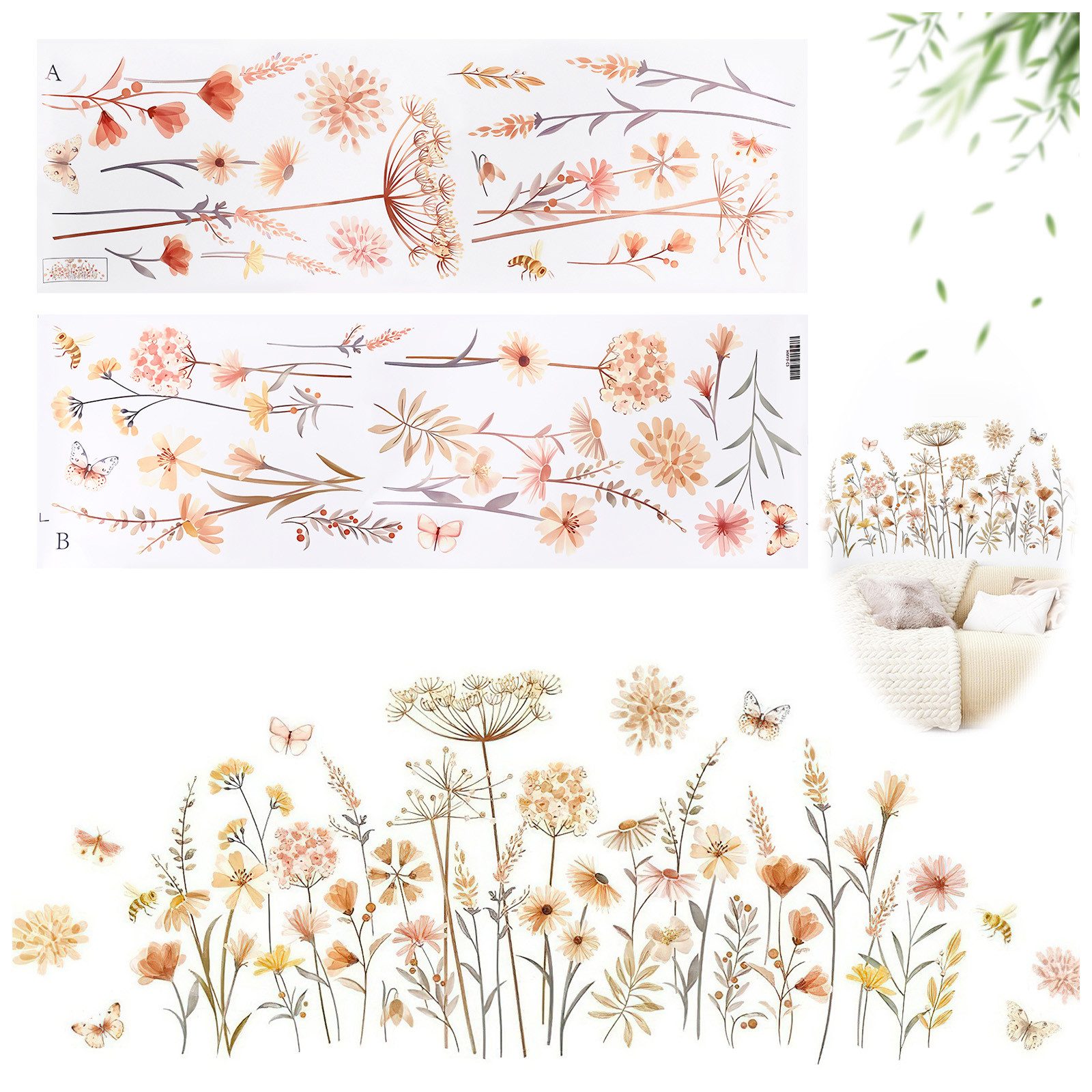 BlingBin Wandtattoo Boho Wandaufkleber Wildblume Löwenzahn günstig online kaufen