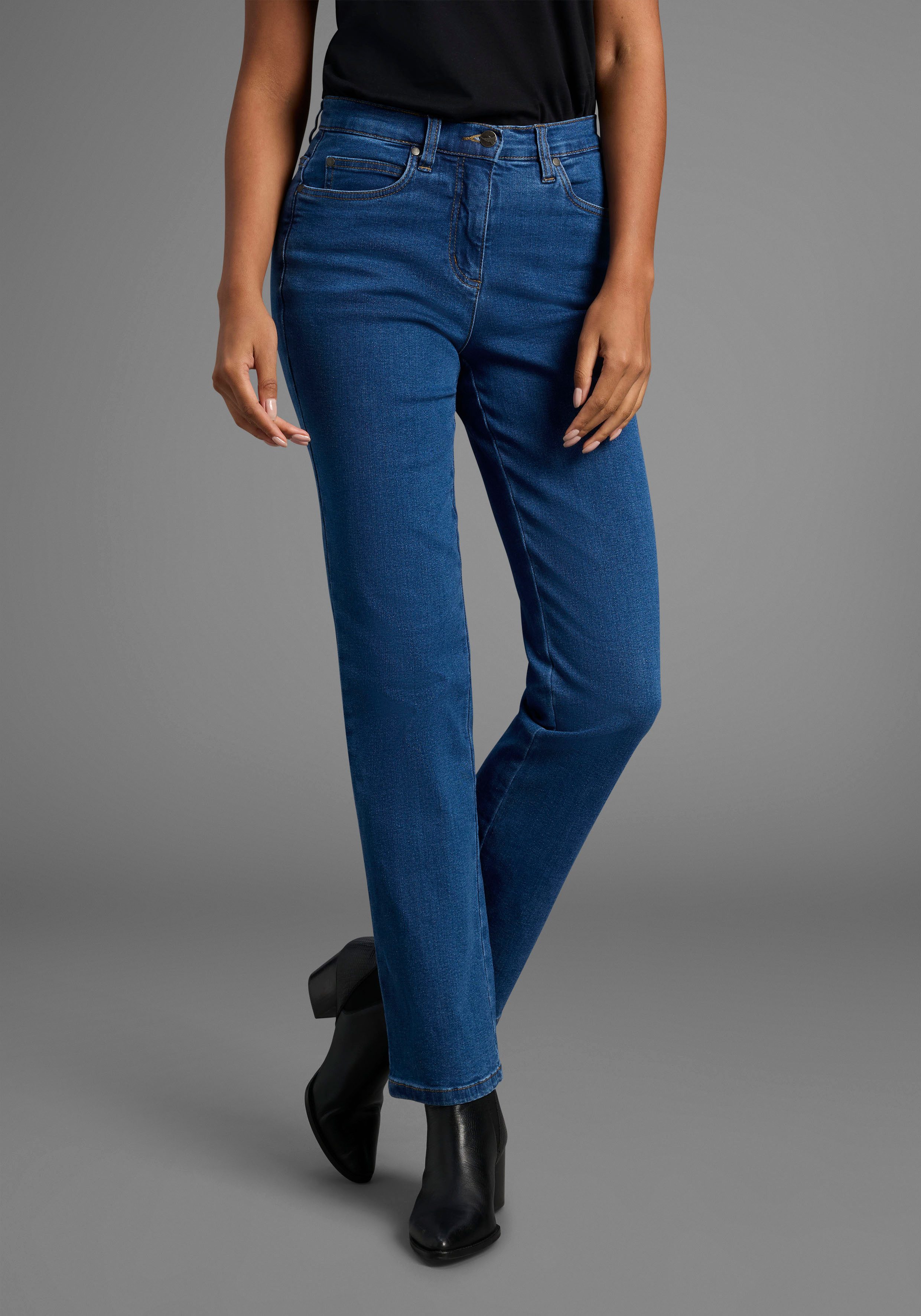 Arizona Gerade Jeans Annett bequeme Passform, 5-Pocket-Style, hohe Taille