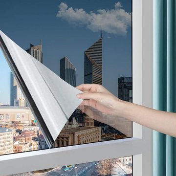 Fensterfolie Sichtschutz Spiegelfolie Fenster Selbstklebend Sonnenschutz Anti-UV, Caterize, halbtransparent